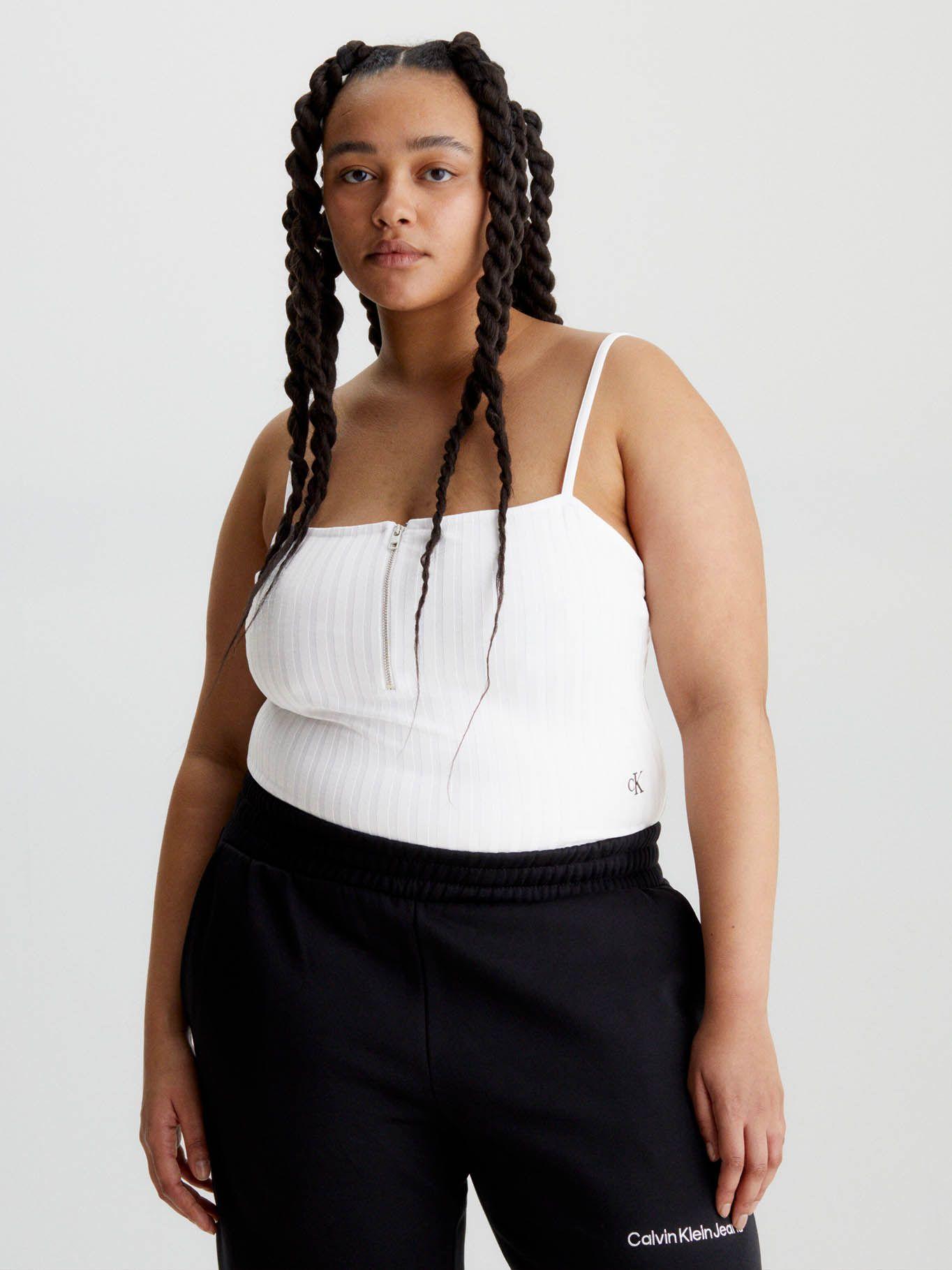 Bodi con cremallera de punto de canalé Blanco Calvin Klein-4