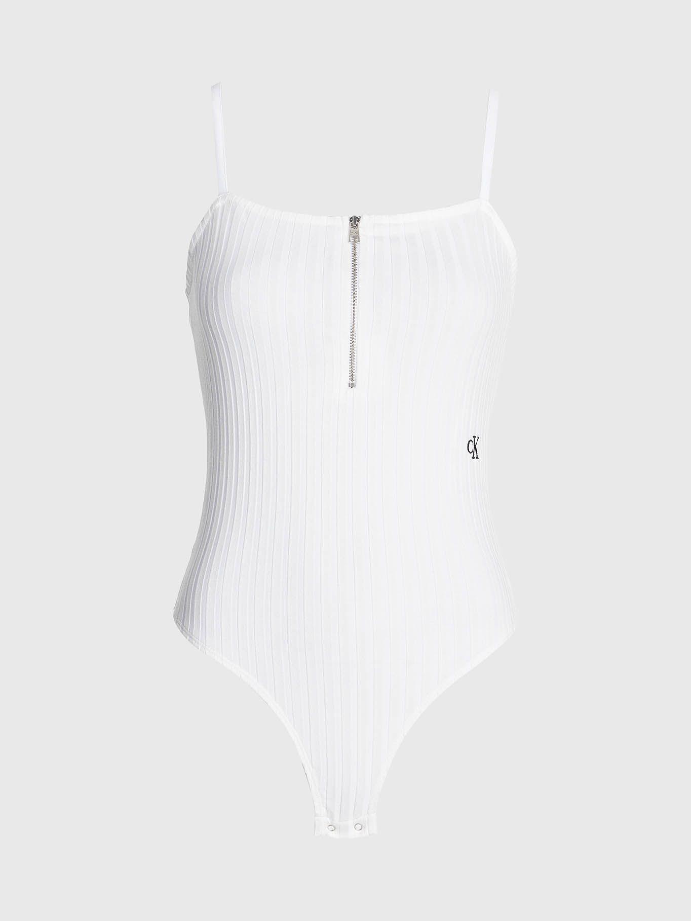 Bodi con cremallera de punto de canalé Blanco Calvin Klein-5
