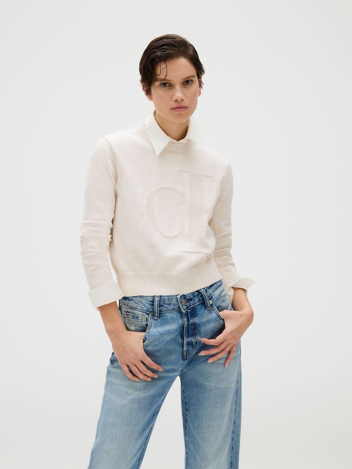 Sweater Smooth Cotton Beige Calvin Klein-0