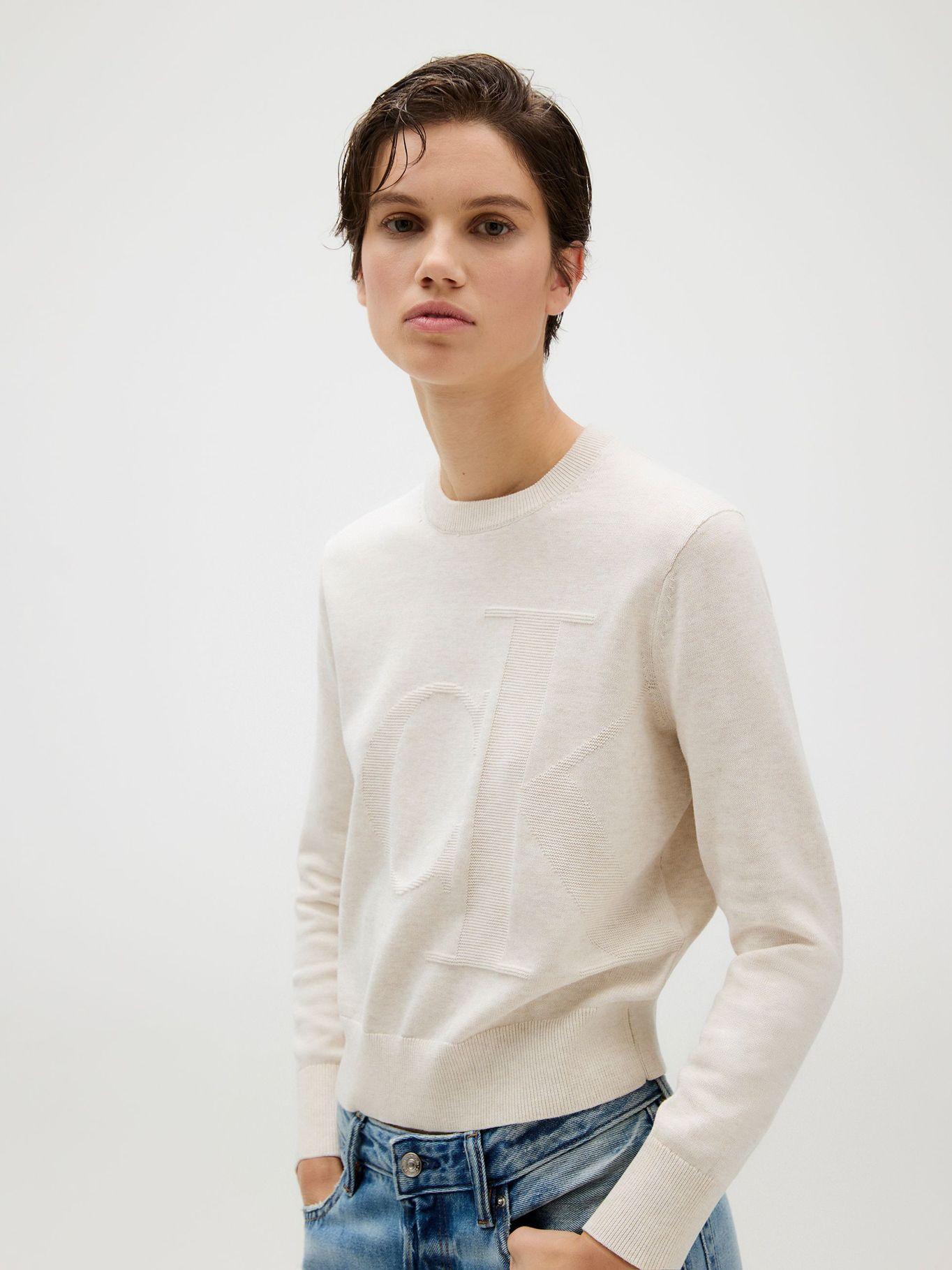 Sweater Smooth Cotton Beige Calvin Klein-3