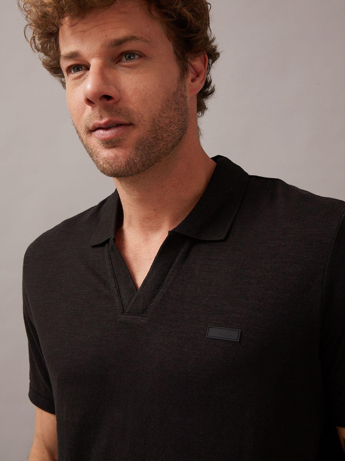 Polo Cotton Linen Negro Calvin Klein-3