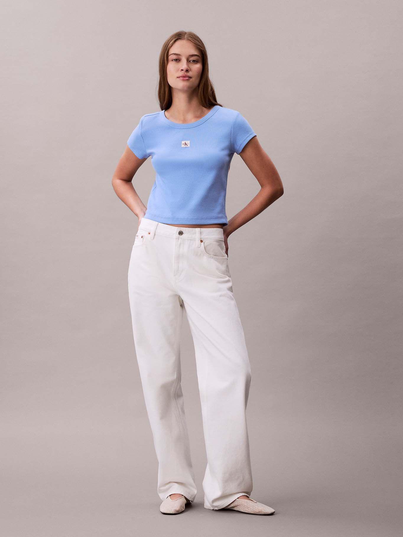 Polera Cotton Stretch Rib Celeste Calvin Klein-1