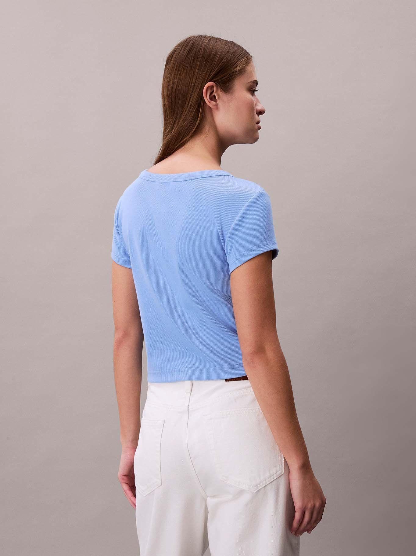 Polera Cotton Stretch Rib Celeste Calvin Klein-2