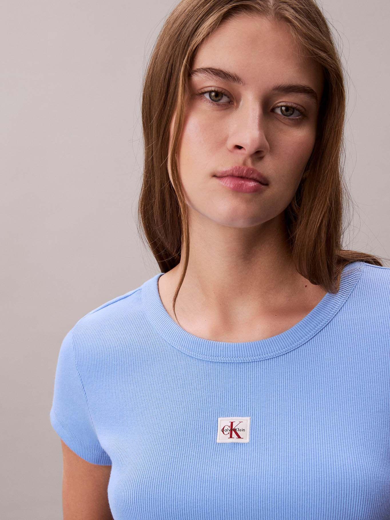 Polera Cotton Stretch Rib Celeste Calvin Klein-5