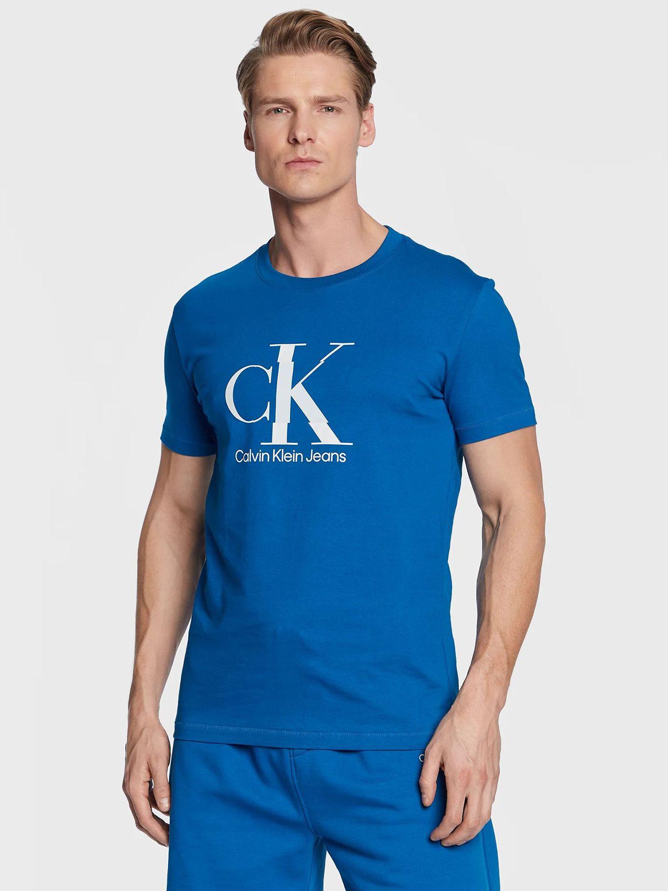 Camiseta slim con monograma Azul Calvin Klein-0