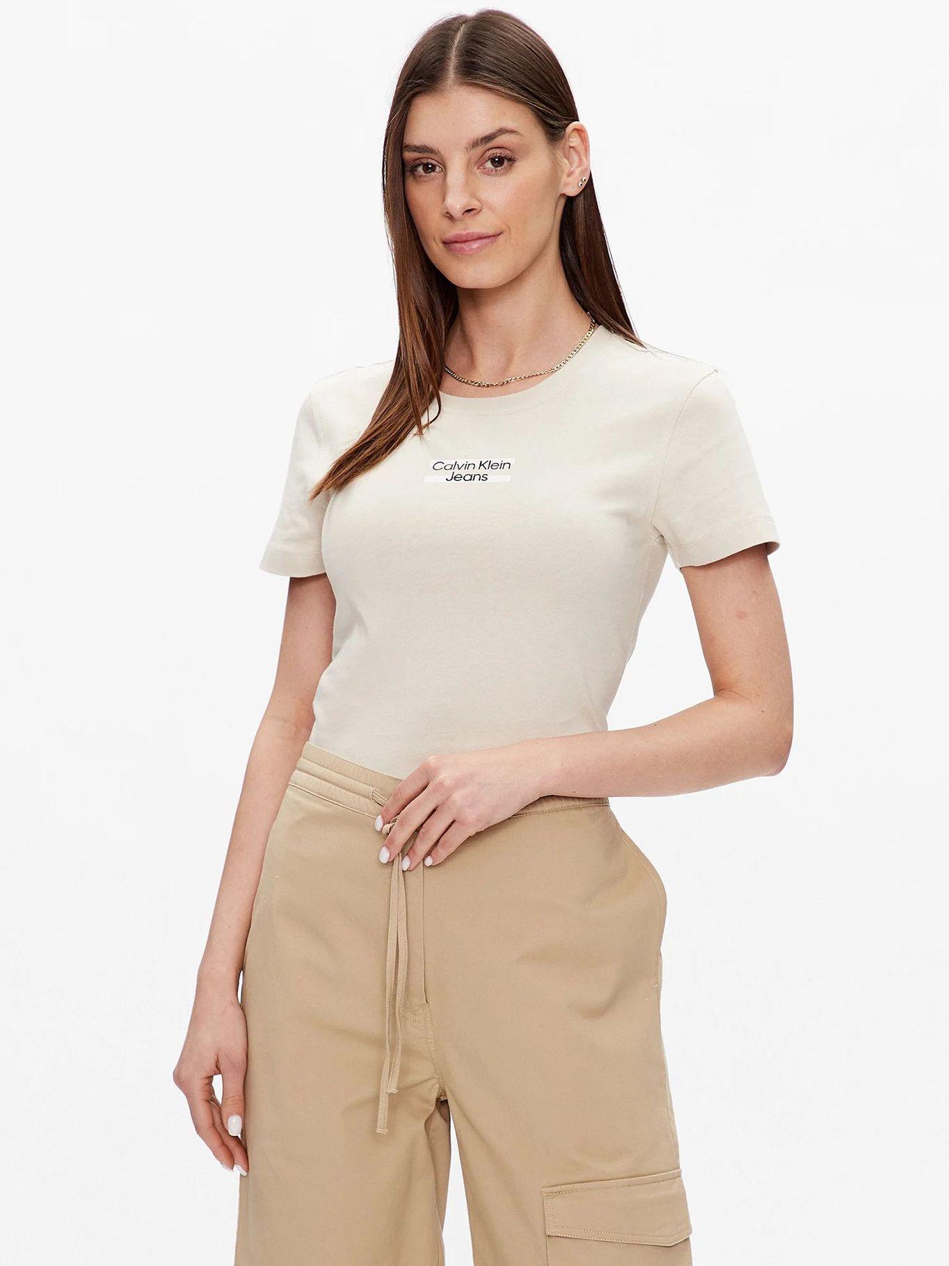 Camiseta con logo Beige Calvin Klein J20J220720-ACI-0