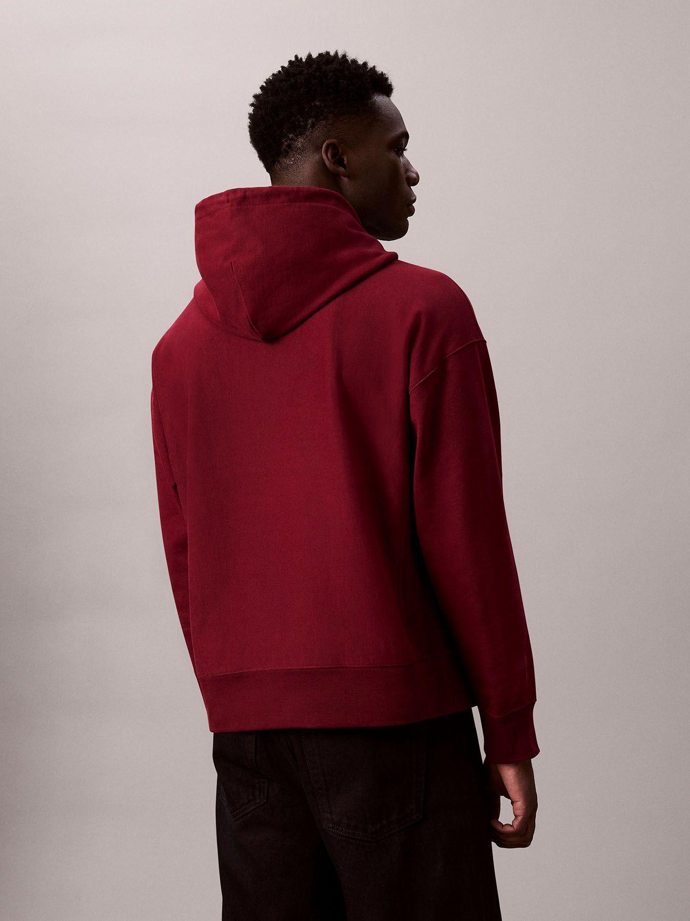 Polerón con Gorro y Tejido Felpa Burdeo Calvin Klein-2