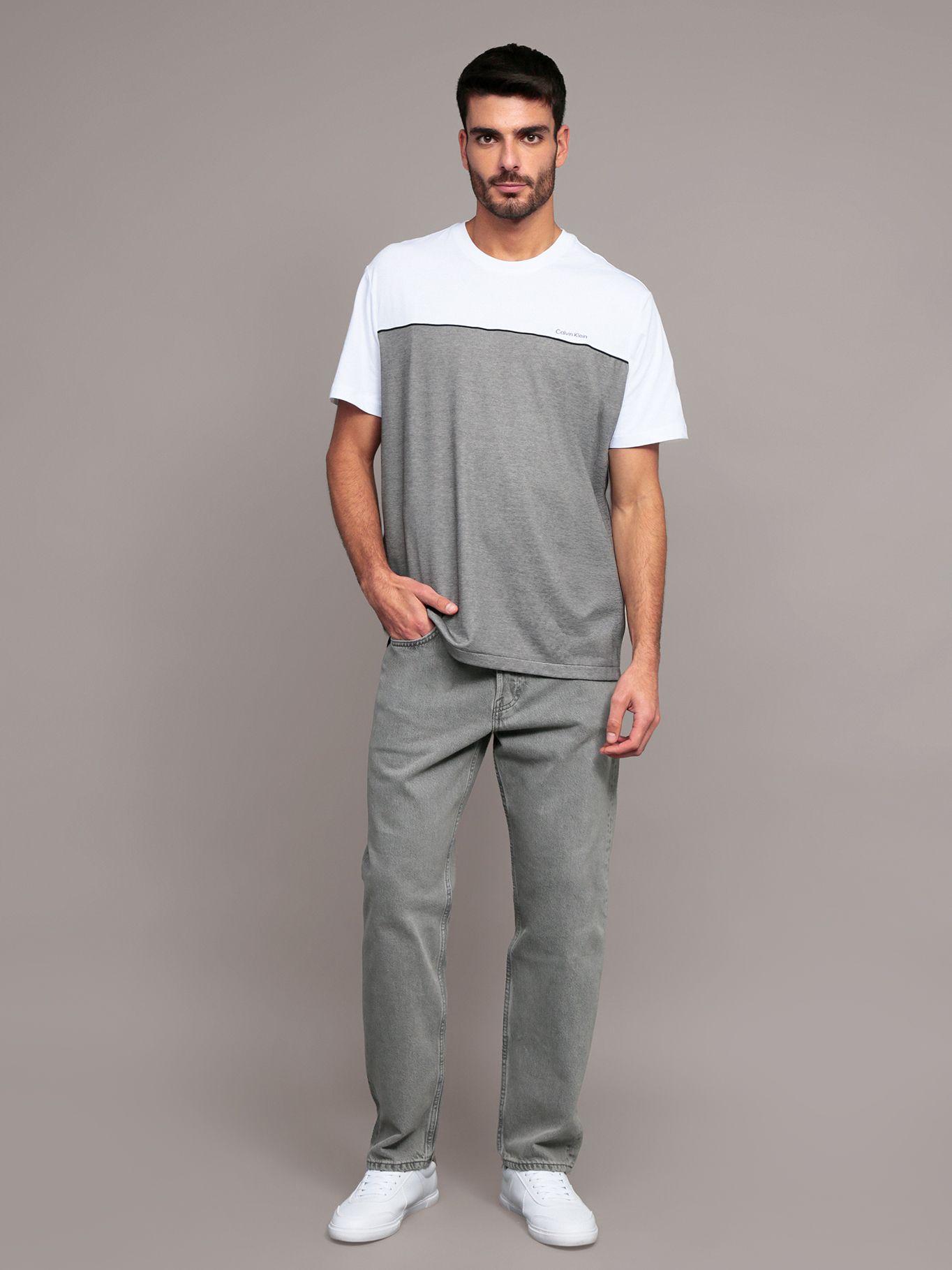 Polera Texture Blocked Piping Gris Calvin Klein-1