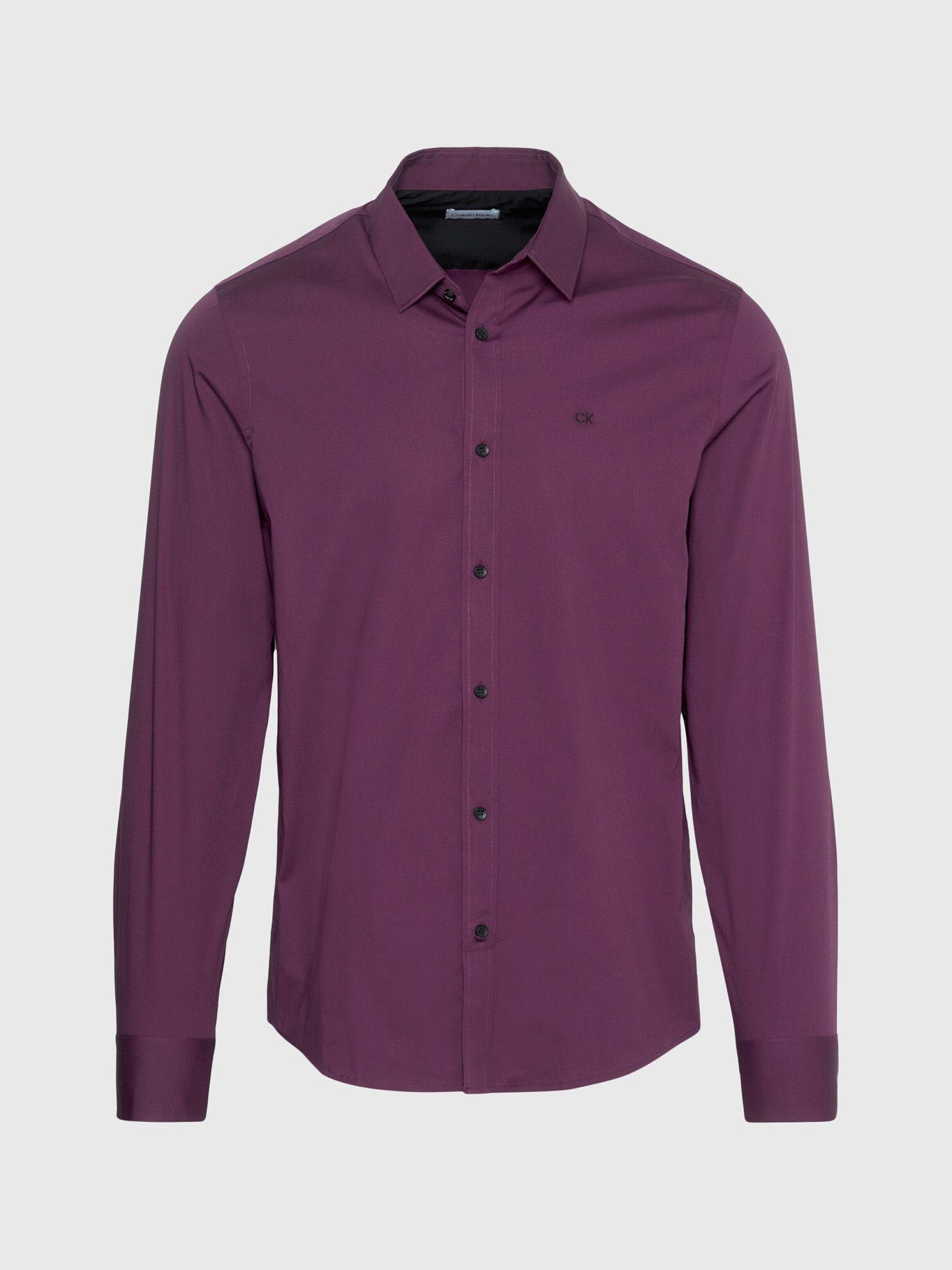 Camisa Stretch Poplin Slim Morado Calvin Klein-4