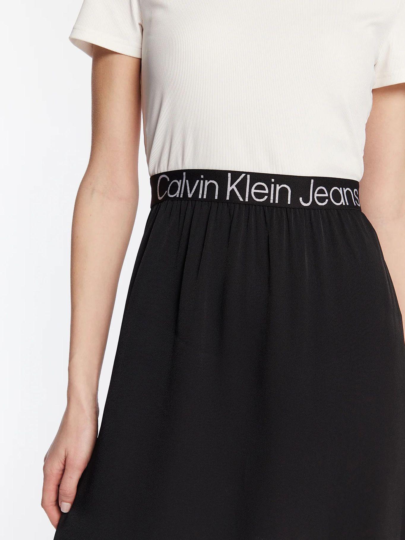 Vestido con logo y cuello redondo Blanco Calvin Klein-4