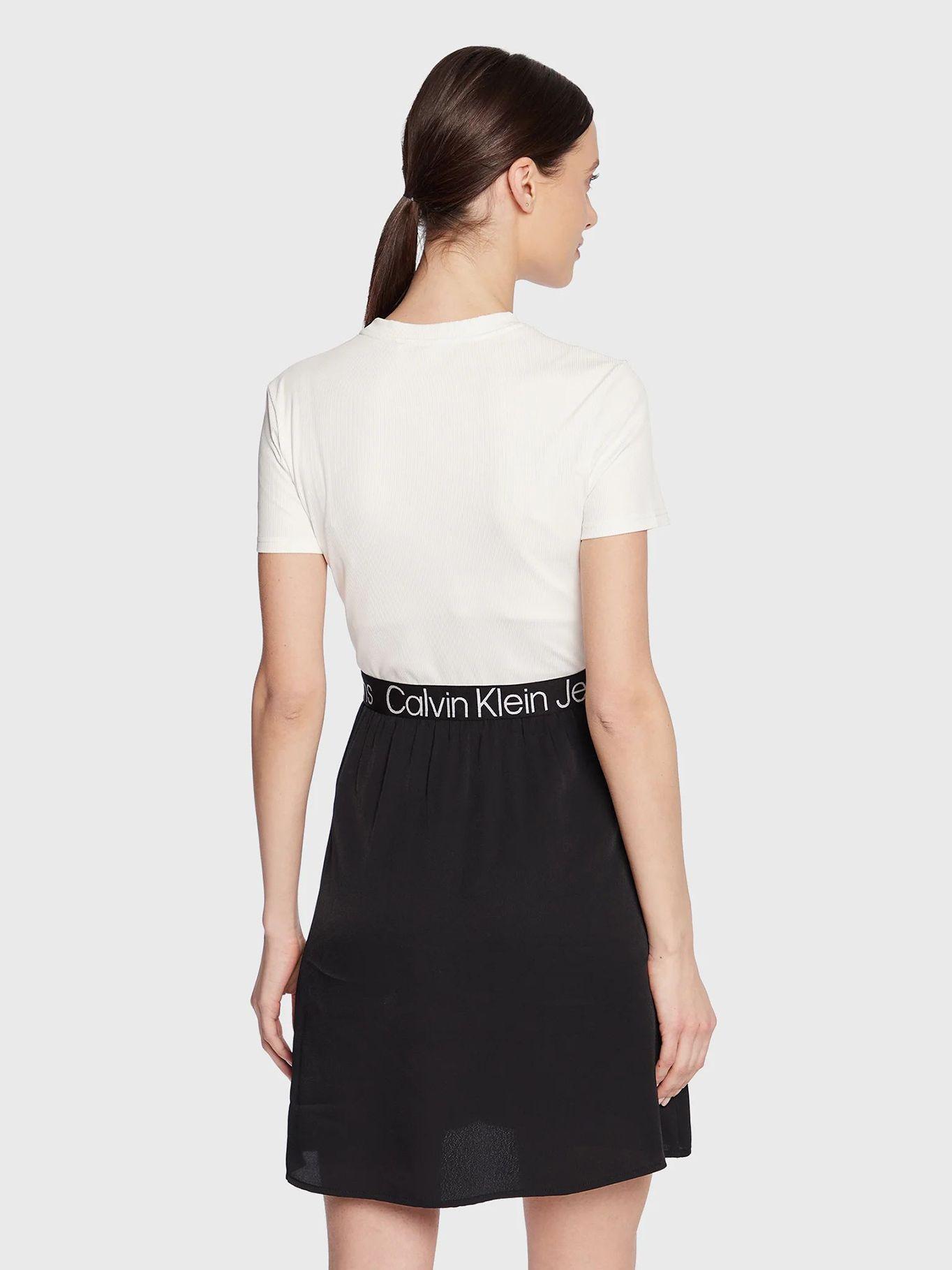 Vestido con logo y cuello redondo Blanco Calvin Klein-2