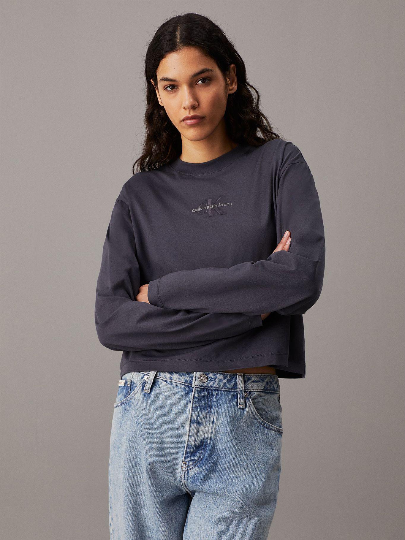 Polera LS Monologo Loose Gris Calvin Klein-0