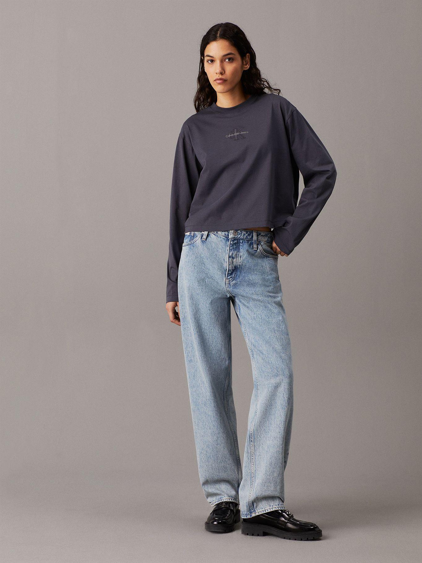 Polera LS Monologo Loose Gris Calvin Klein-1