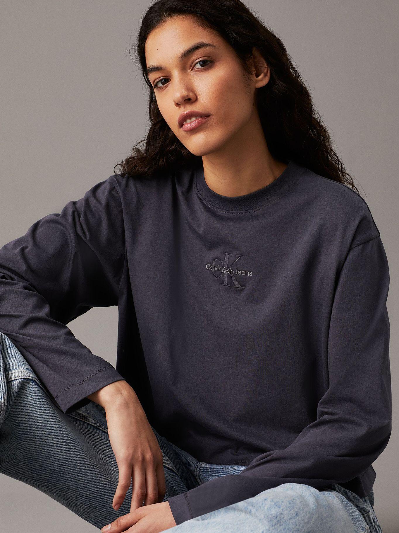Polera LS Monologo Loose Gris Calvin Klein-3