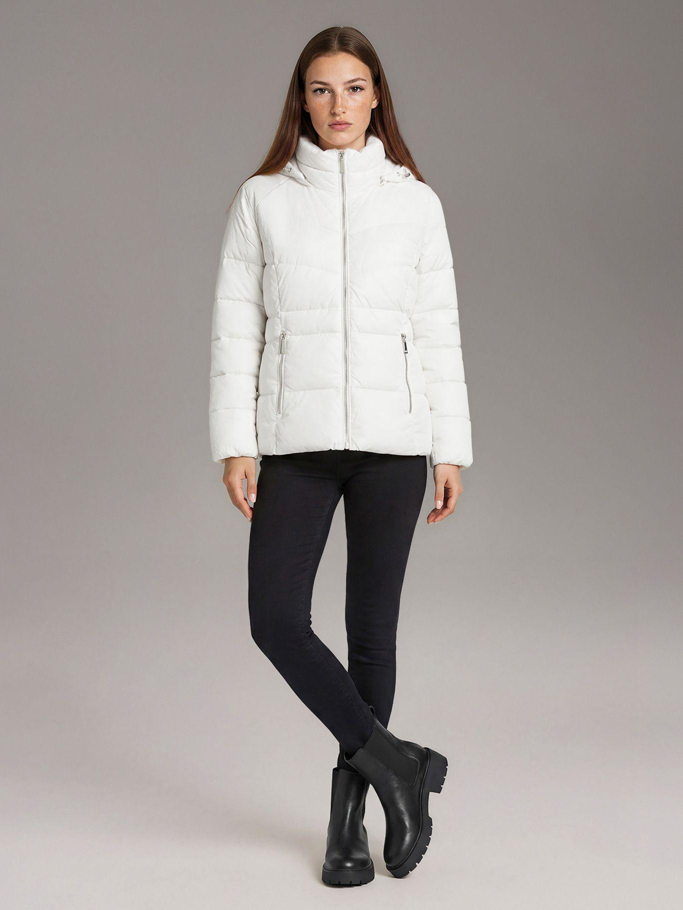 Parka Puffer Corta con Gorro Blanco Calvin Klein-1