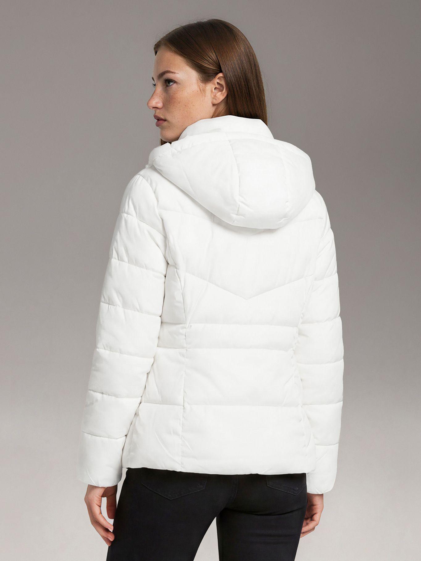 Parka Puffer Corta con Gorro Blanco Calvin Klein-3