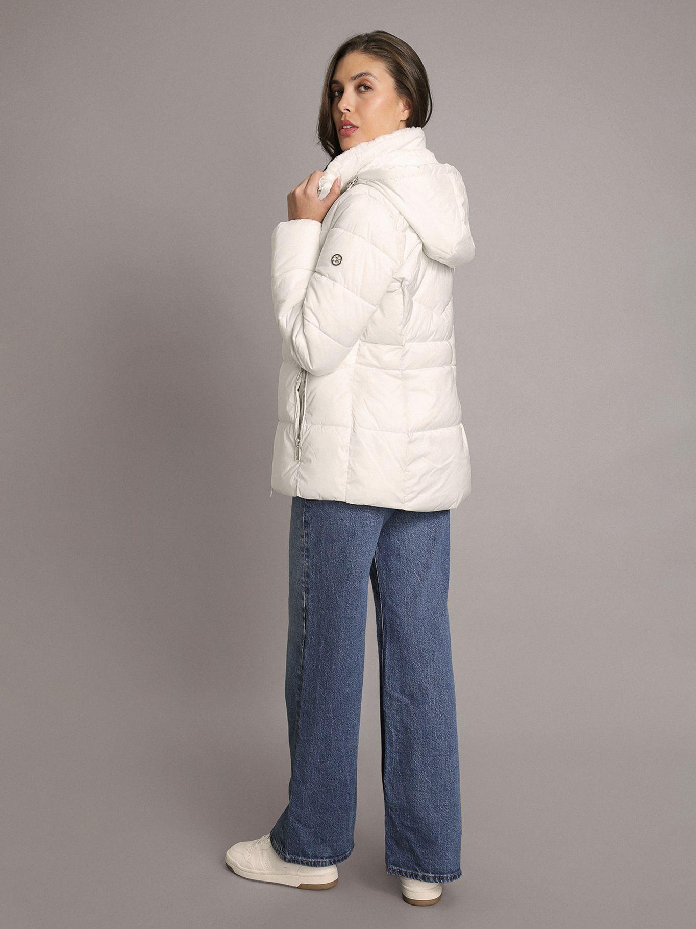 Parka Puffer Corta con Gorro Blanco Calvin Klein-2