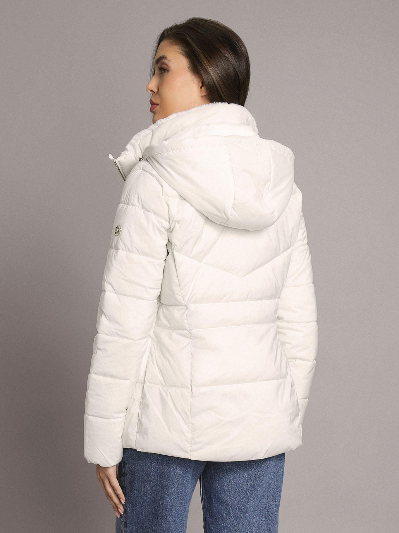 Parka Puffer Corta con Gorro Blanco Calvin Klein-3