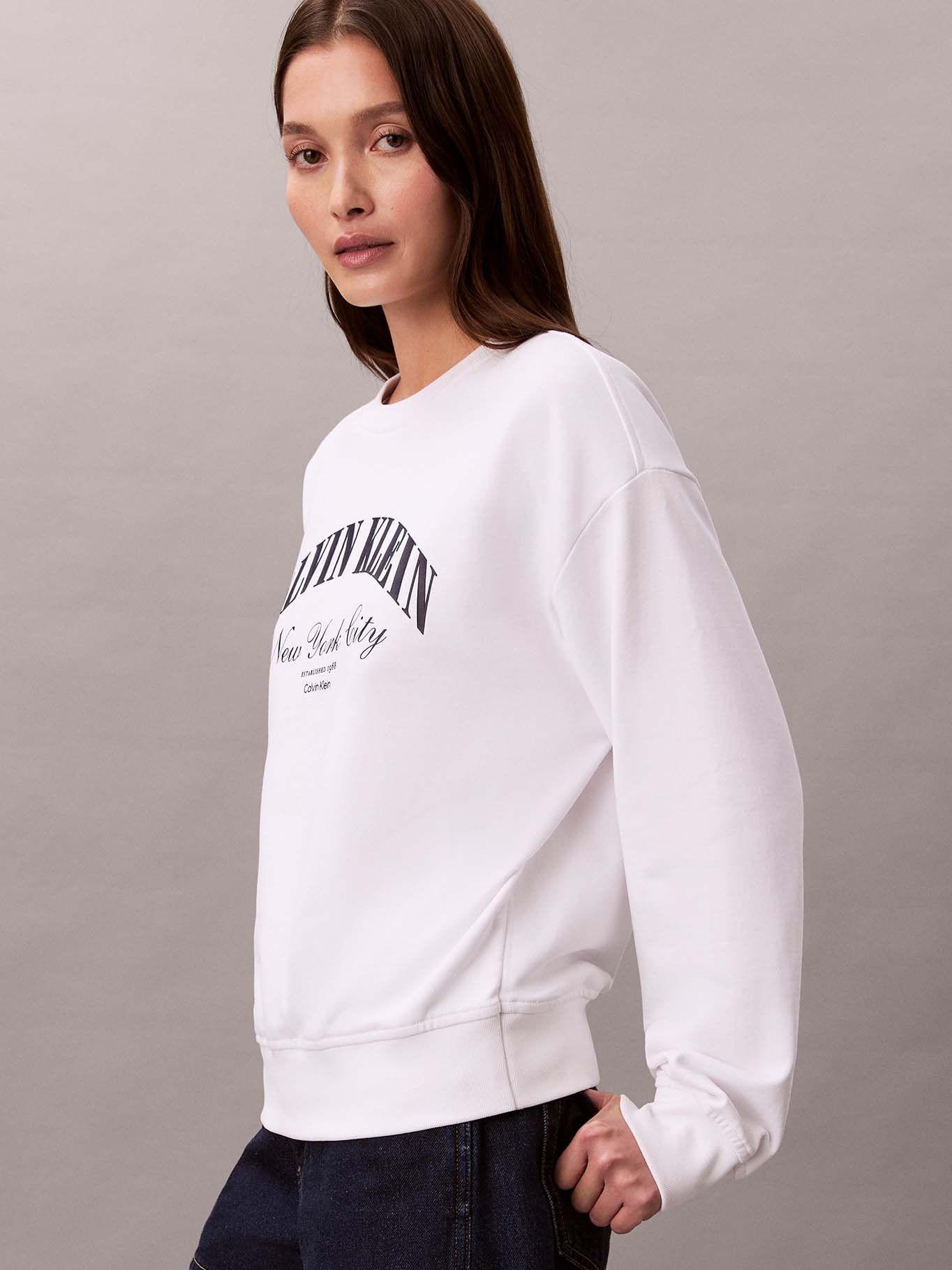 Polerón de Cuello Redondo con Logo Blanco Calvin Klein-3