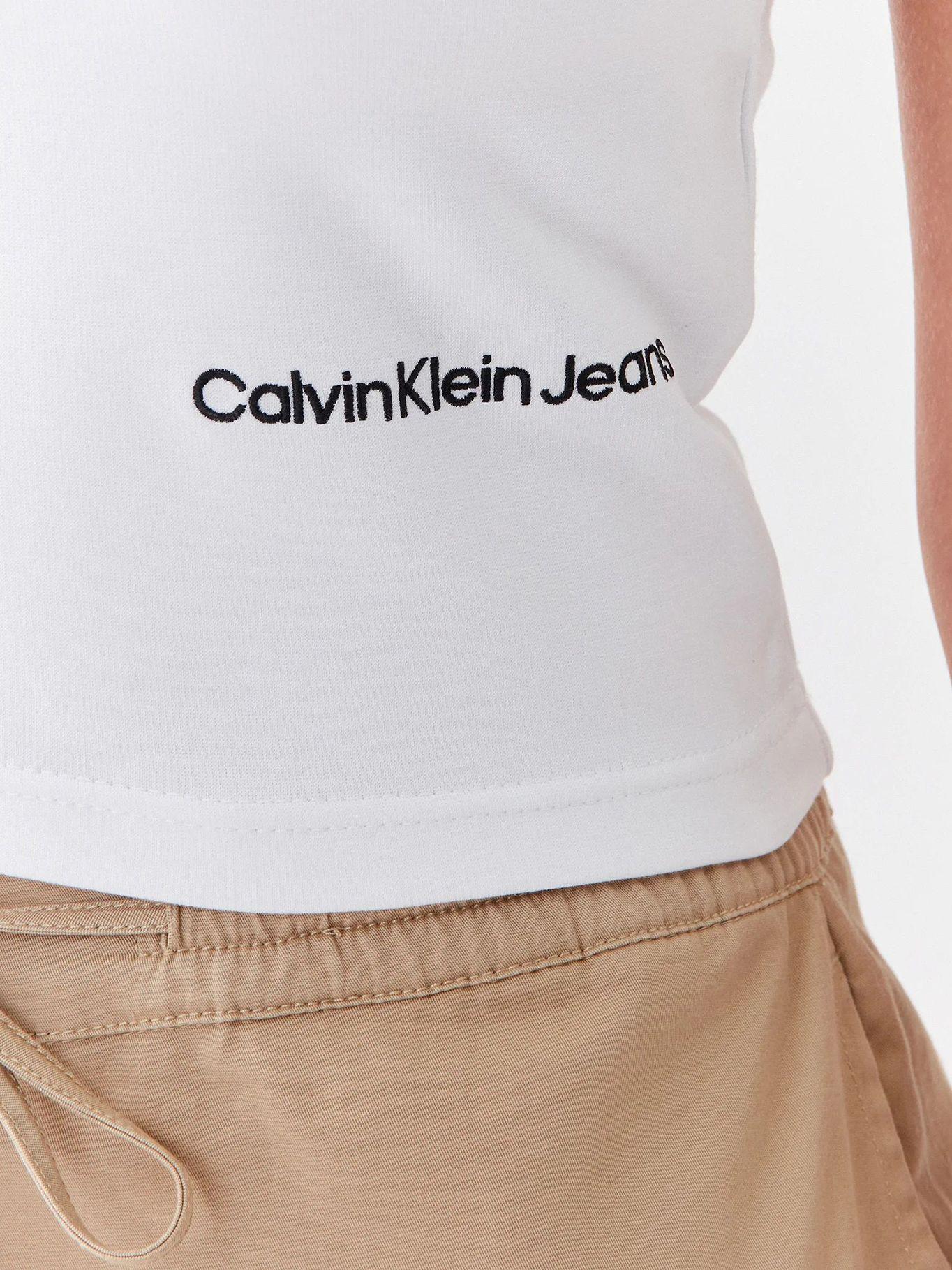 Top de punto milano con hombro descubierto Blanco Calvin Klein-4