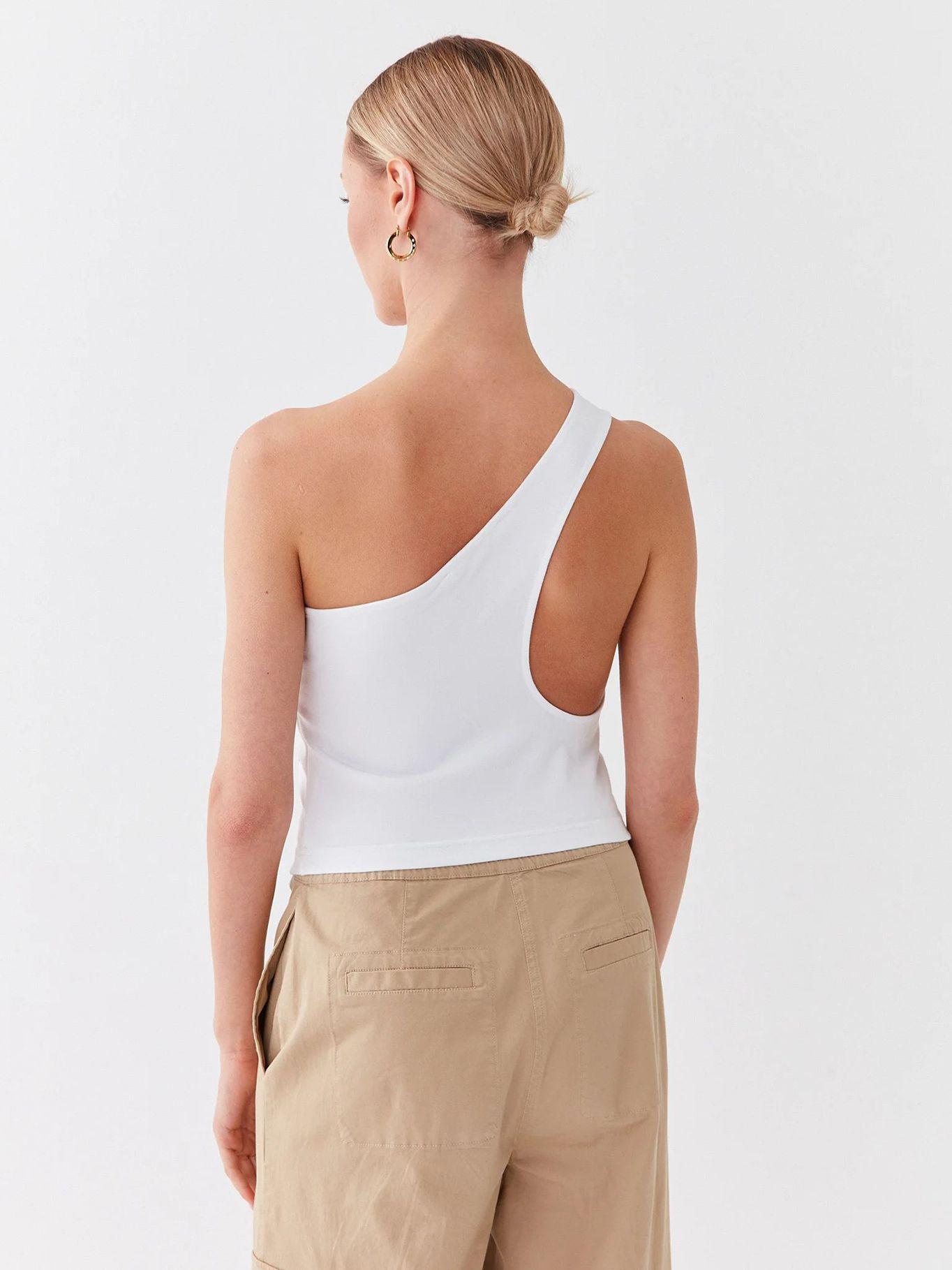 Top de punto milano con hombro descubierto Blanco Calvin Klein-2