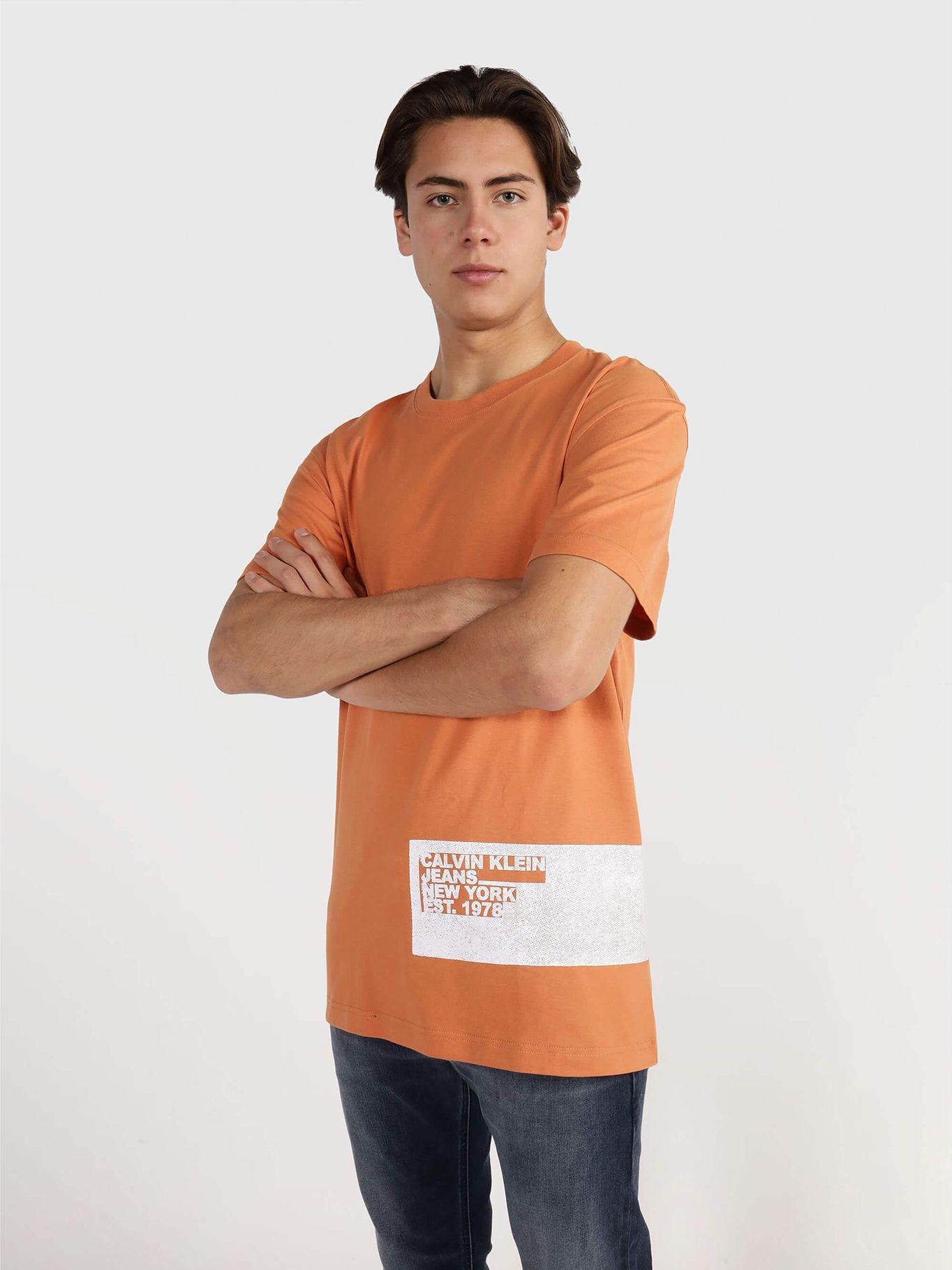Polera Stencil Blocking Logo Naranja Calvin Klein-0