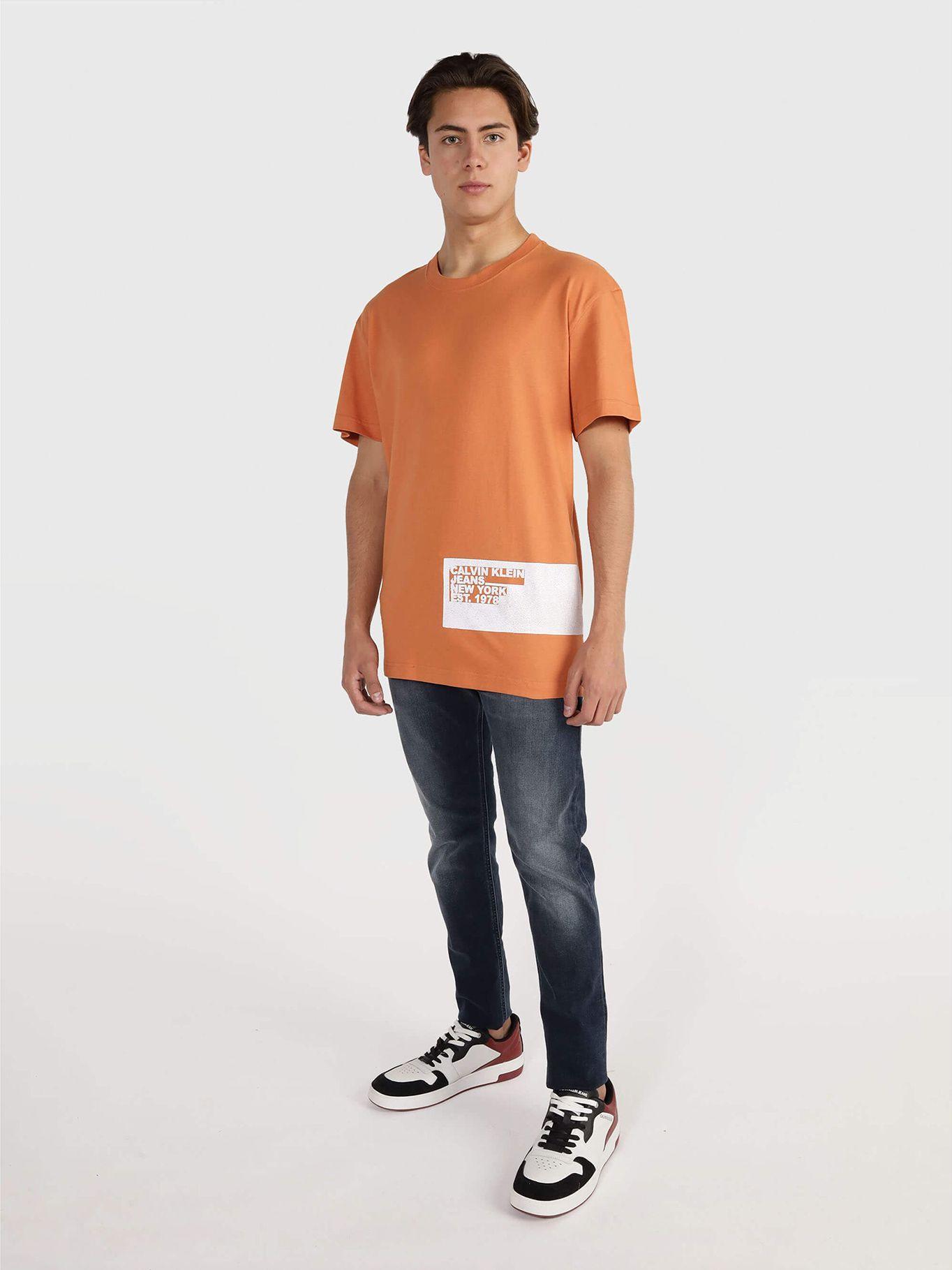 Polera Stencil Blocking Logo Naranja Calvin Klein-1