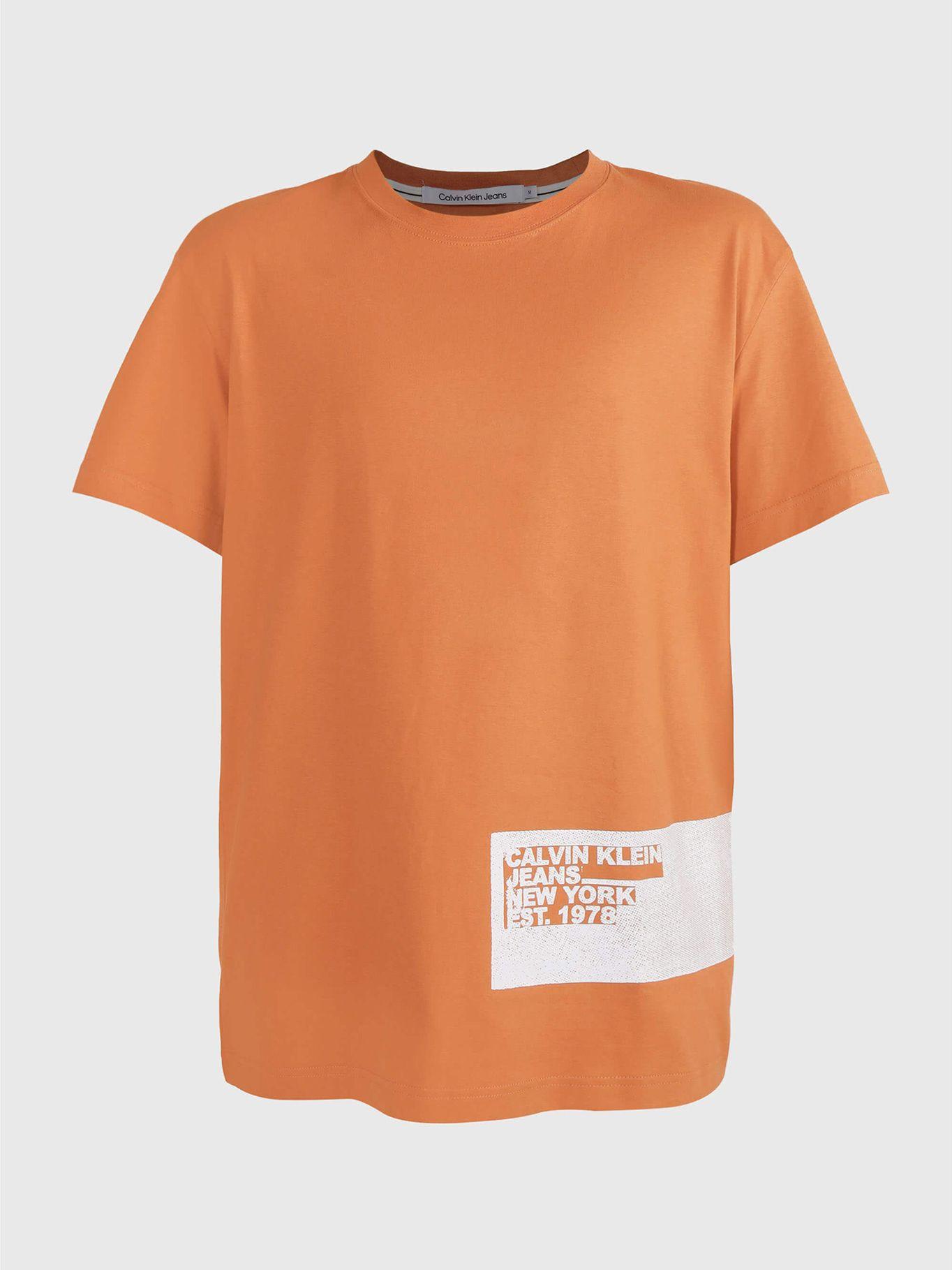 Polera Stencil Blocking Logo Naranja Calvin Klein-4