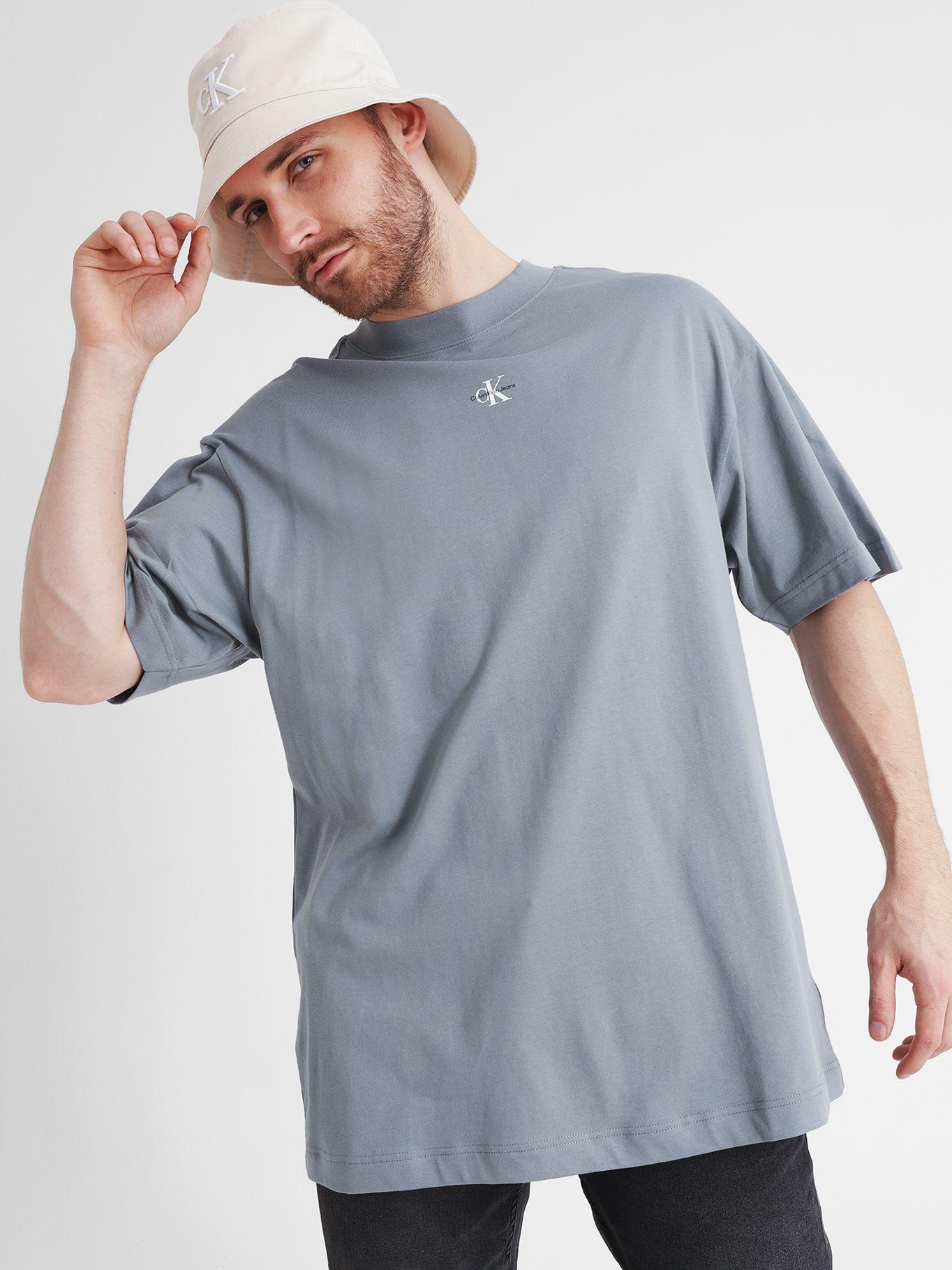 Camiseta con cuello redondo y logotipo Gris Calvin Klein-0