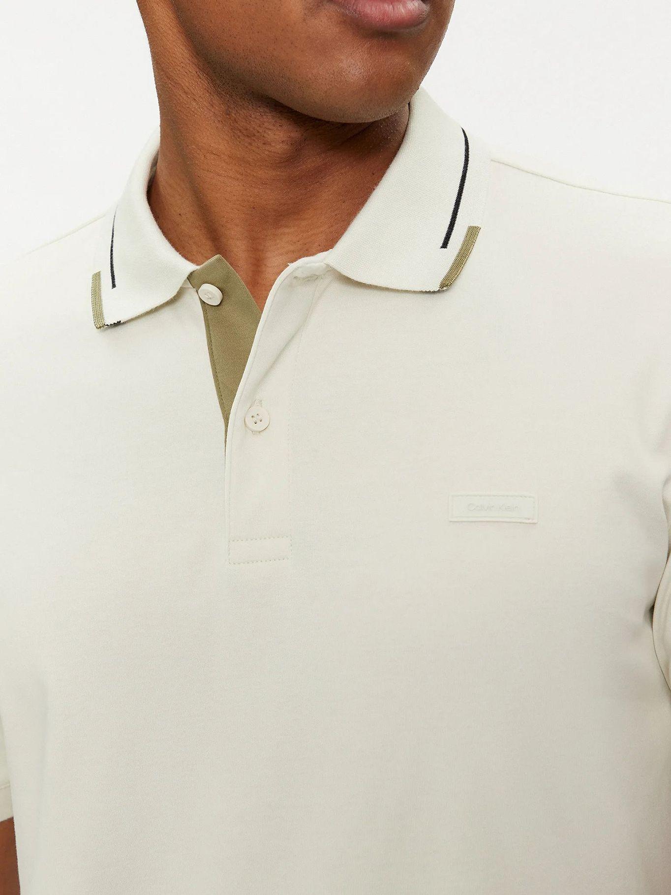 Polo Smooth Cotton Hombre Blanco Calvin Klein-3