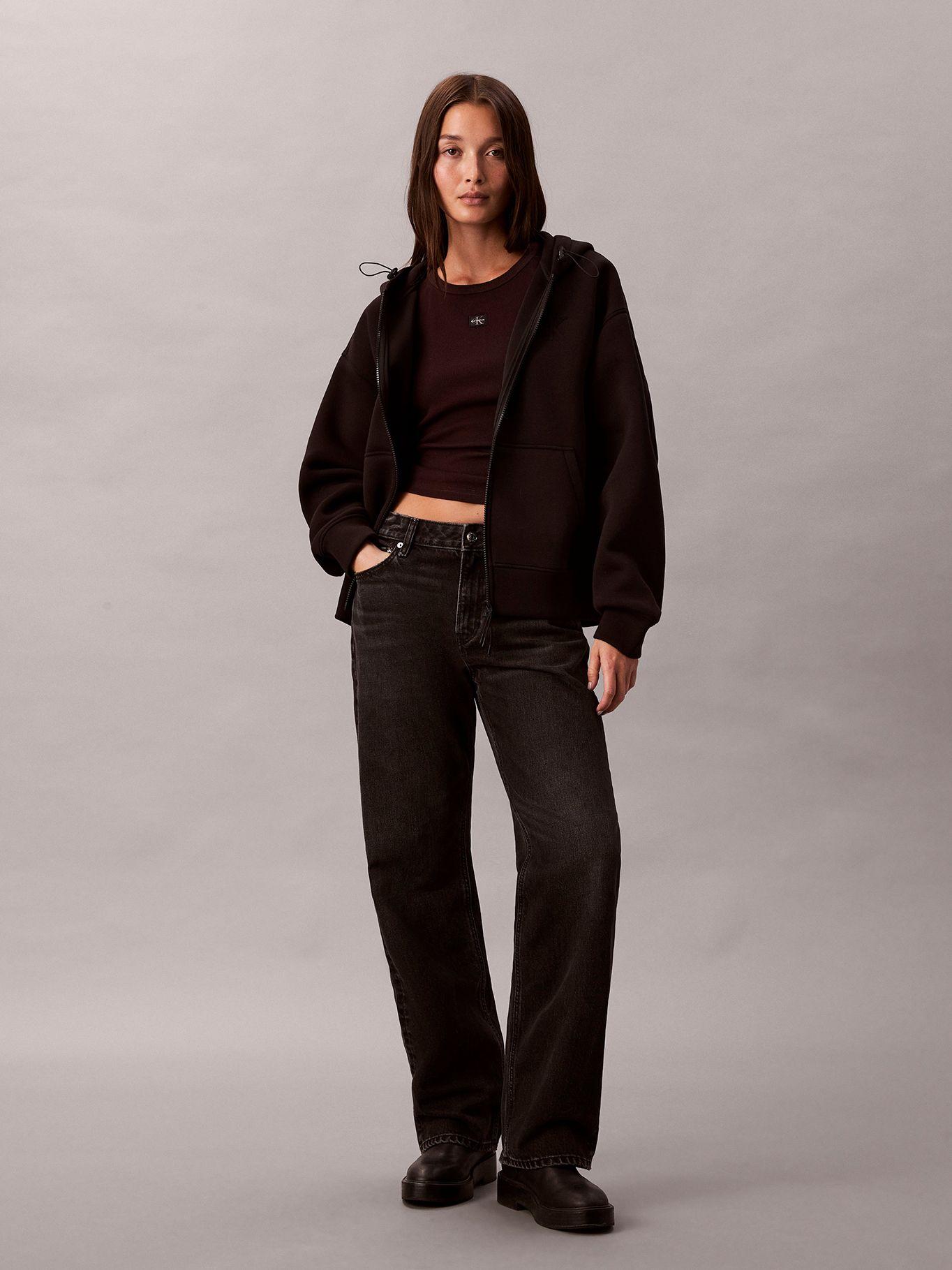 Polerón Cropped Oversized con Gorro Negro Calvin Klein-1