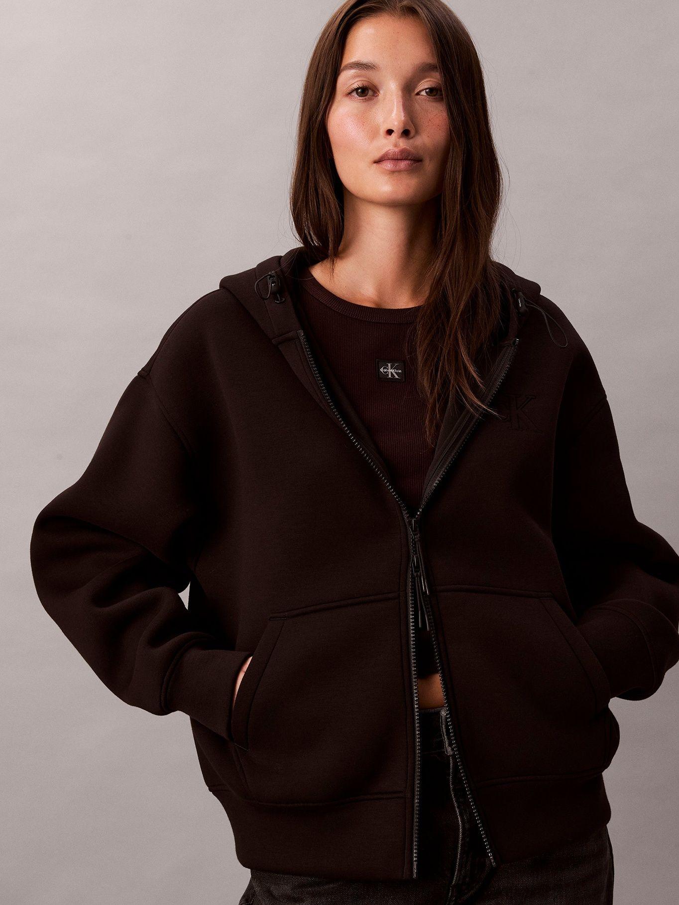 Polerón Cropped Oversized con Gorro Negro Calvin Klein-3