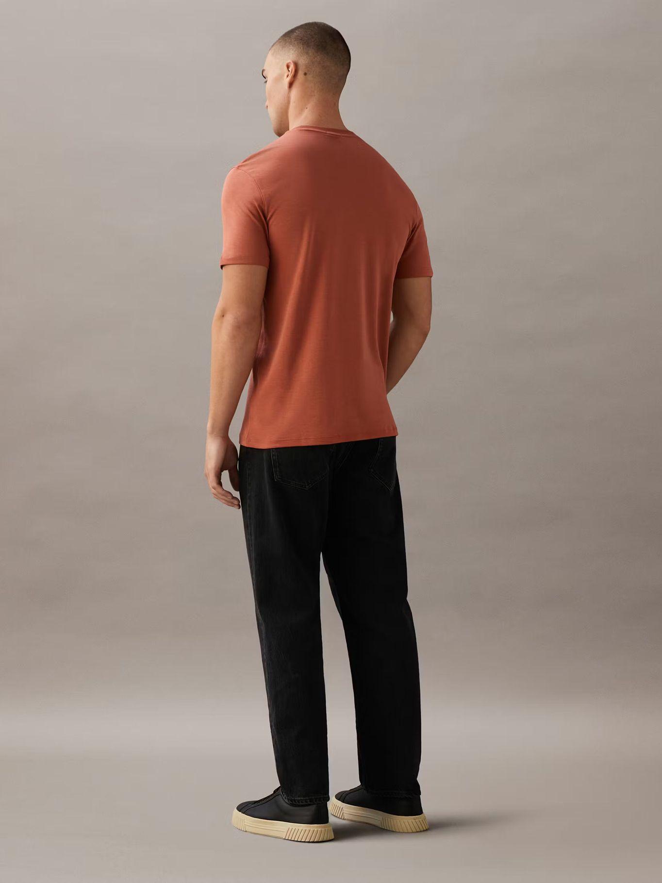Polera Algodón Supima Logo Bordado Naranja Calvin Klein-2