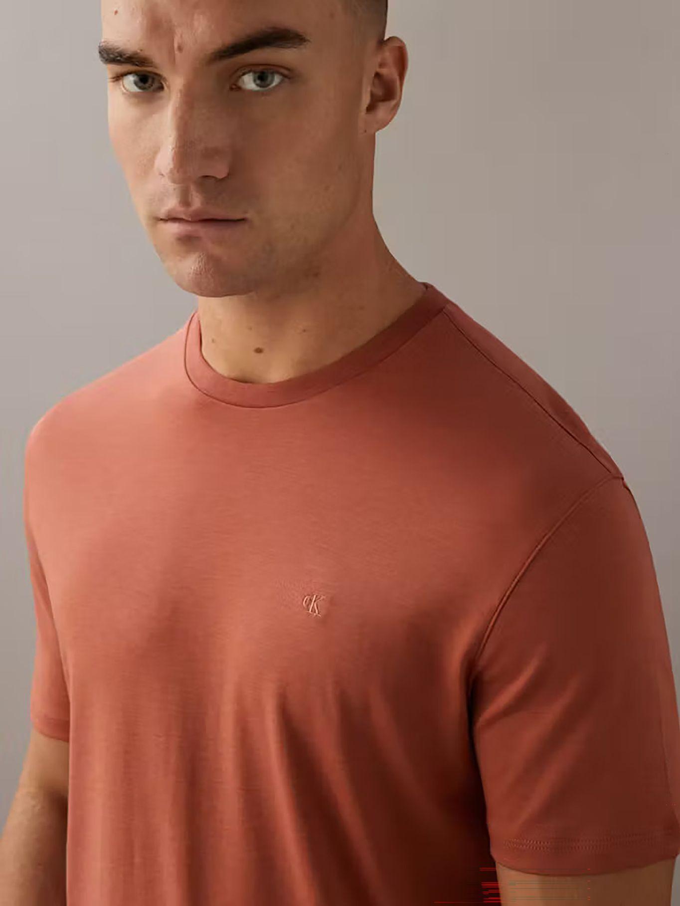 Polera Algodón Supima Logo Bordado Naranja Calvin Klein-3