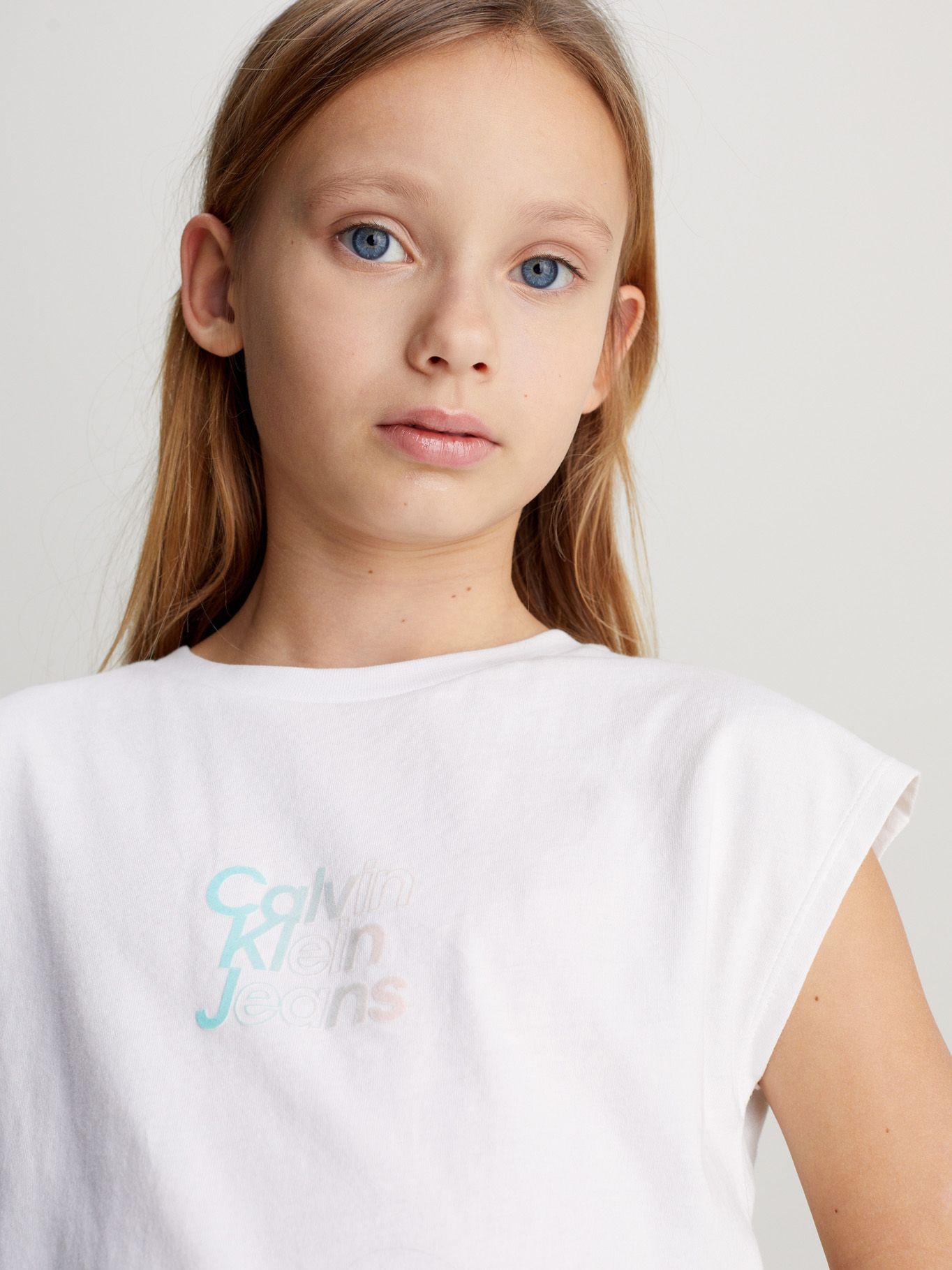 Polera Niña Gradient Flock Blanco Calvin Klein-3