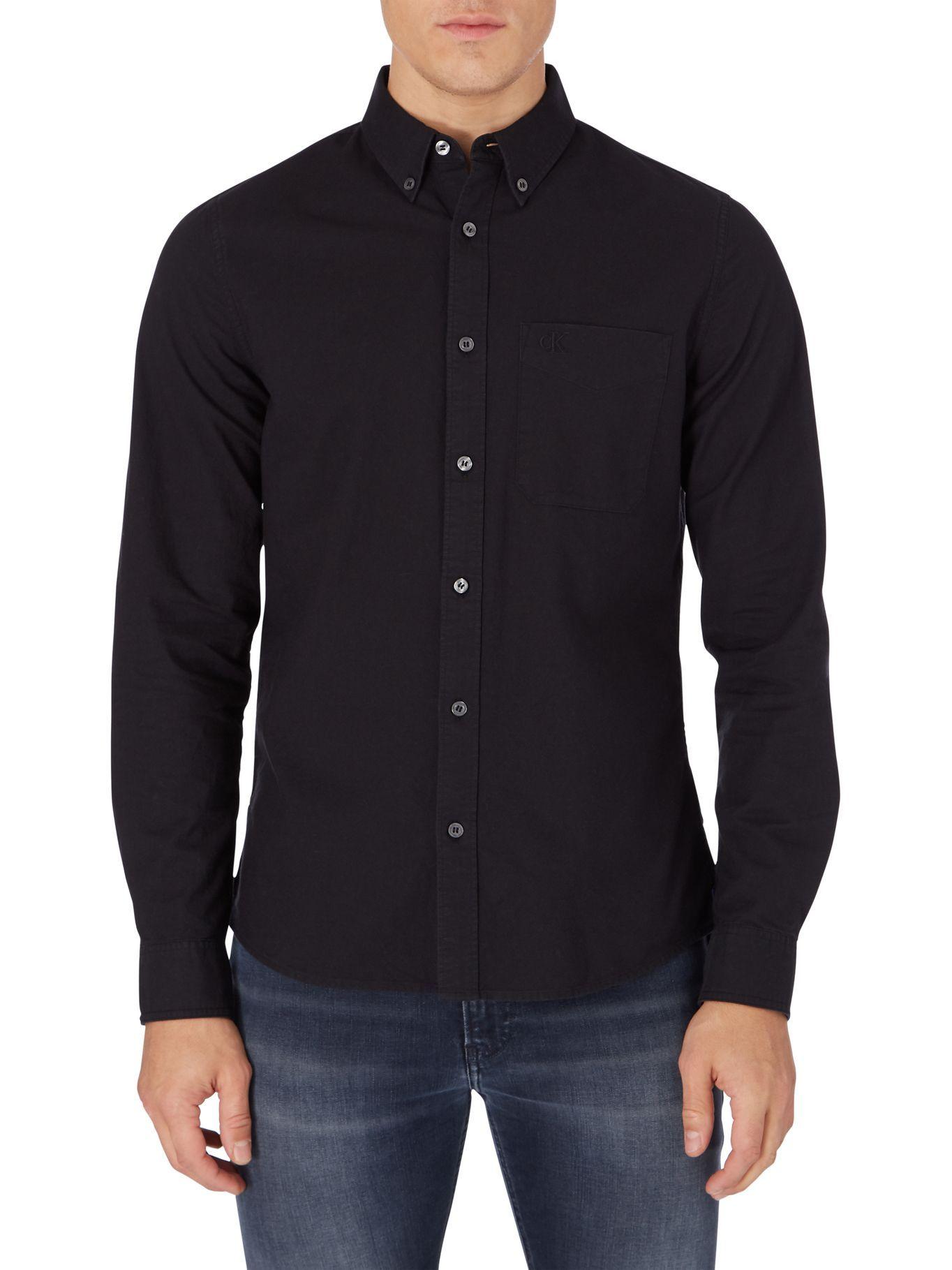 Camisa Oxford Solid Negro Calvin Klein-0