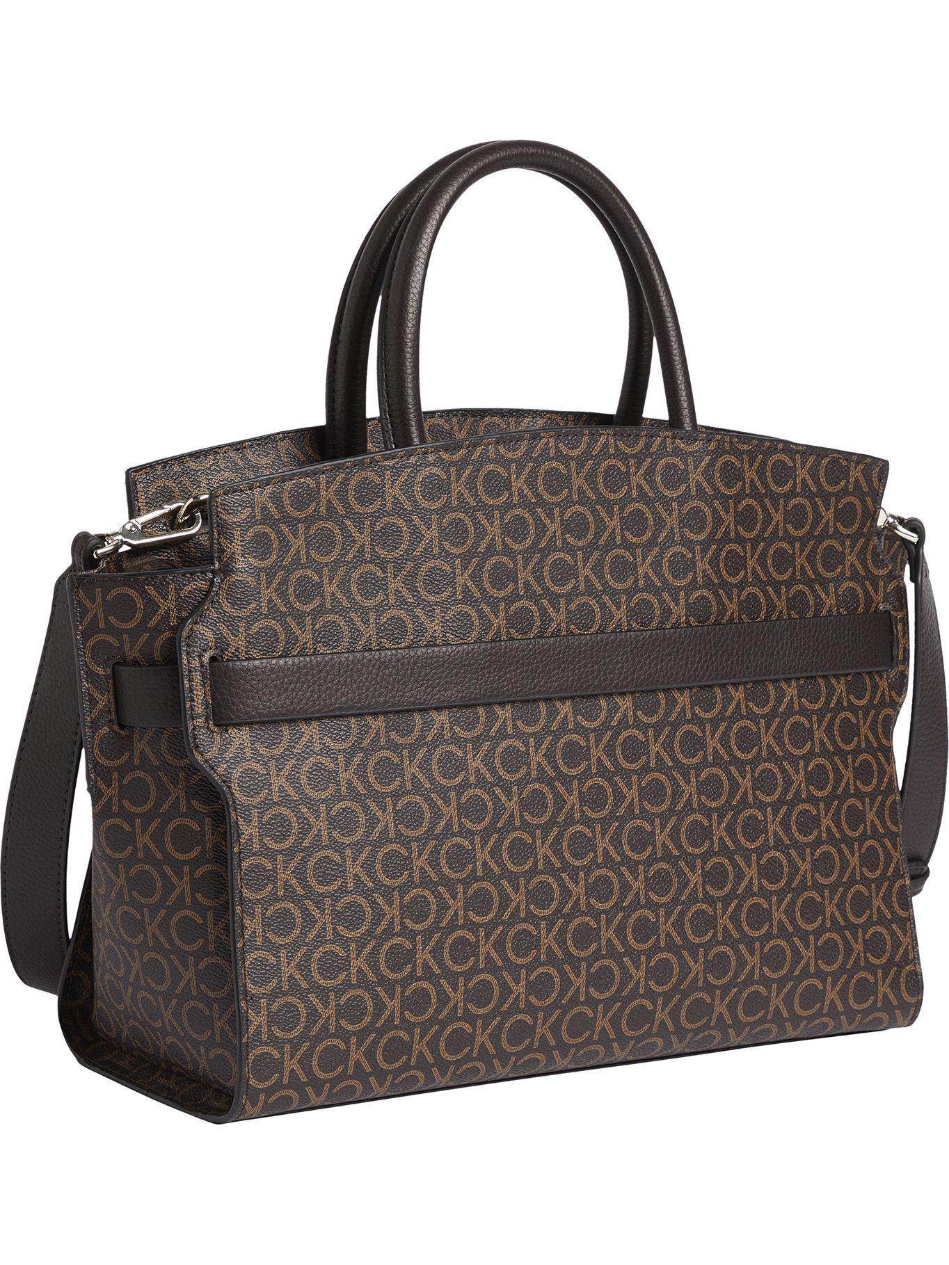 Cartera Satchel Re-Lock Mono Café Calvin Klein-1