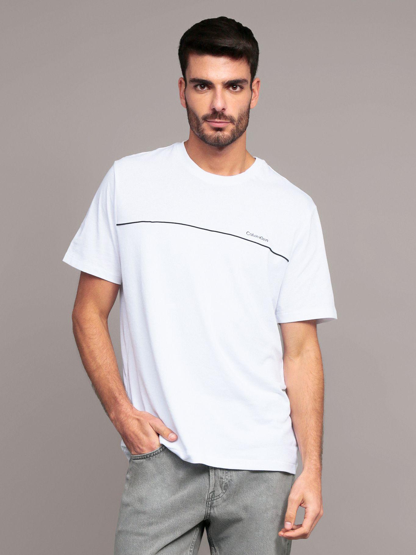 Polera Texture Blocked Piping Blanco Calvin Klein-0