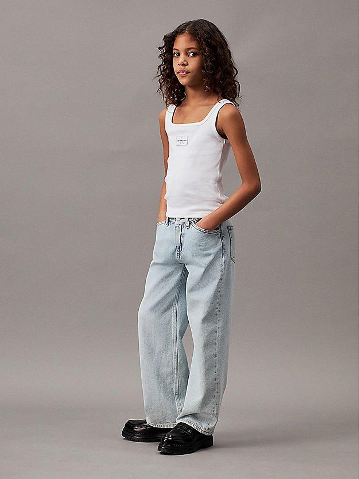 Polera Niña Rib Badge Square Blanco Calvin Klein-1