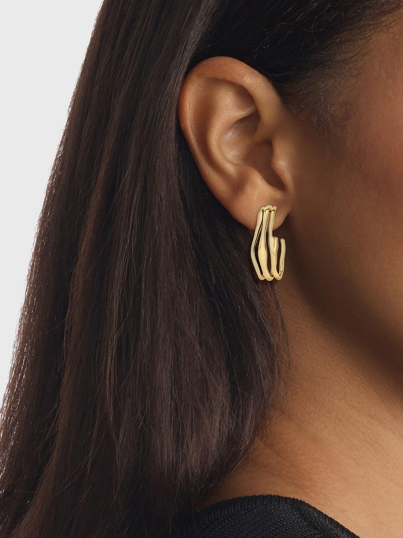 Aros Argolla Sculptural Fluid Dorado Calvin Klein-2