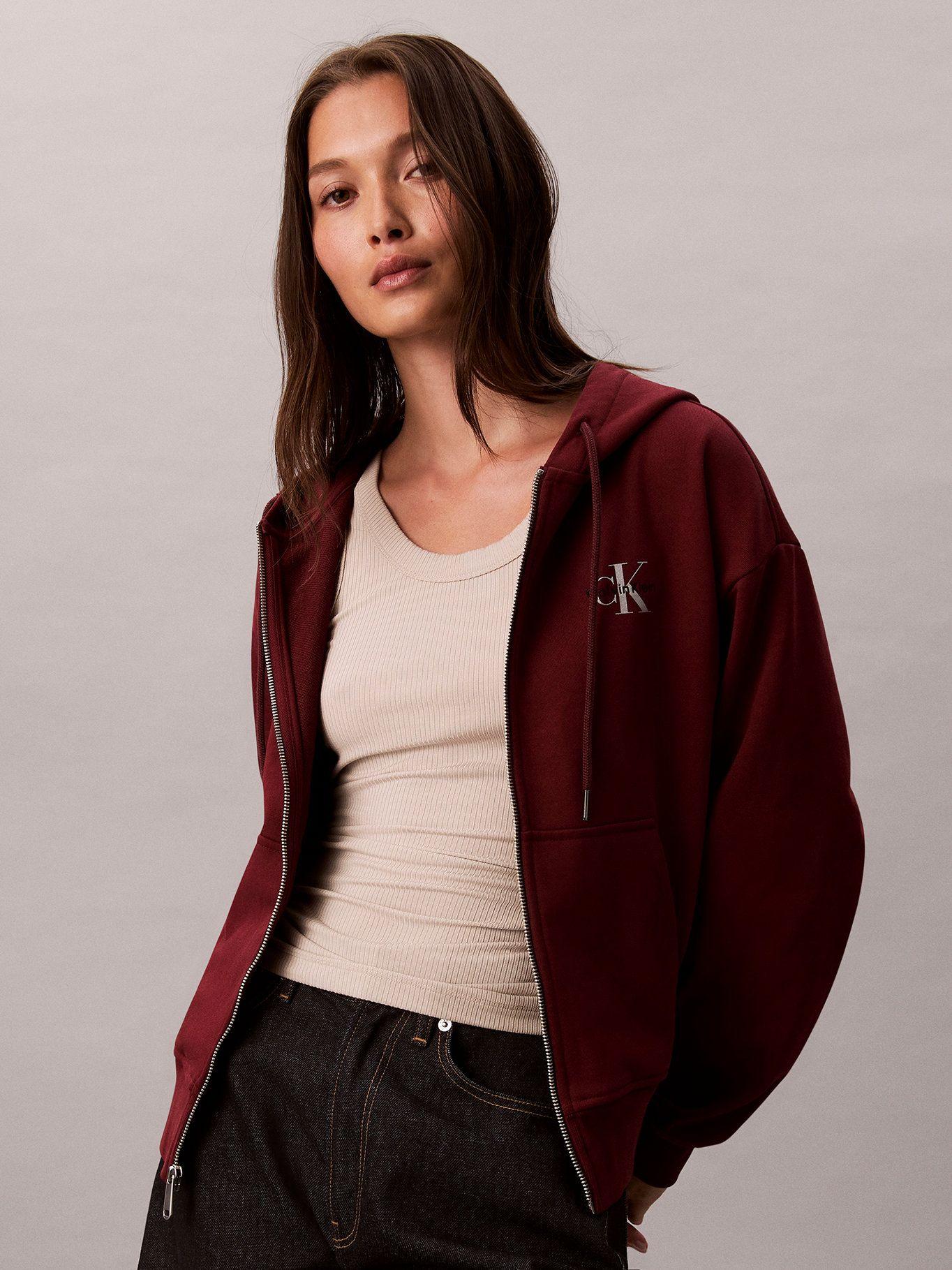 Polerón con Gorro y Cierre Cremallera Rojo Calvin Klein-3