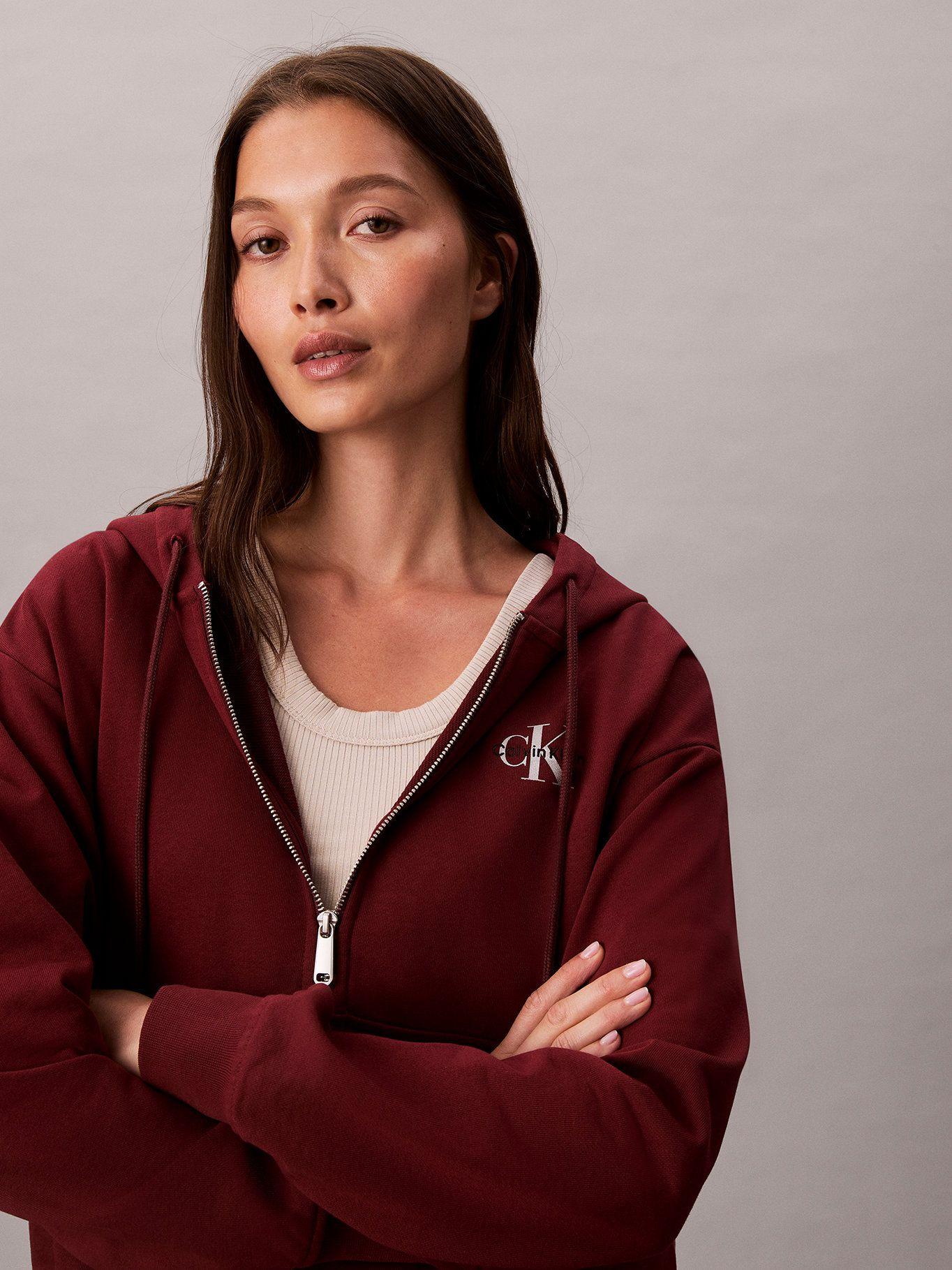 Polerón con Gorro y Cierre Cremallera Rojo Calvin Klein-4