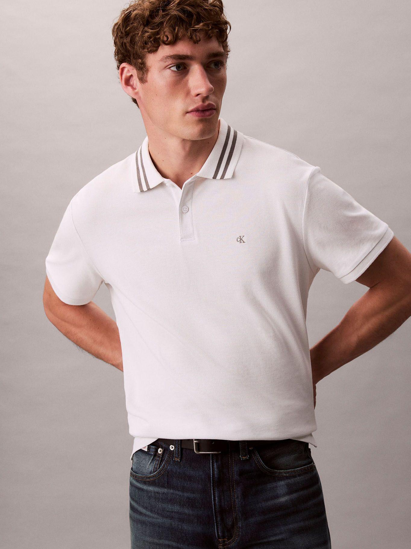 Polo con Contraste en Cuello Blanco Calvin Klein-3