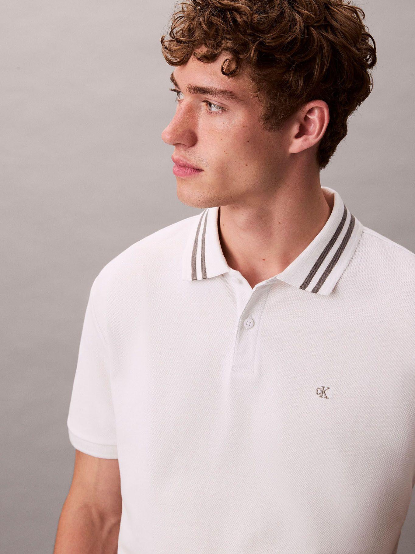 Polo con Contraste en Cuello Blanco Calvin Klein-4