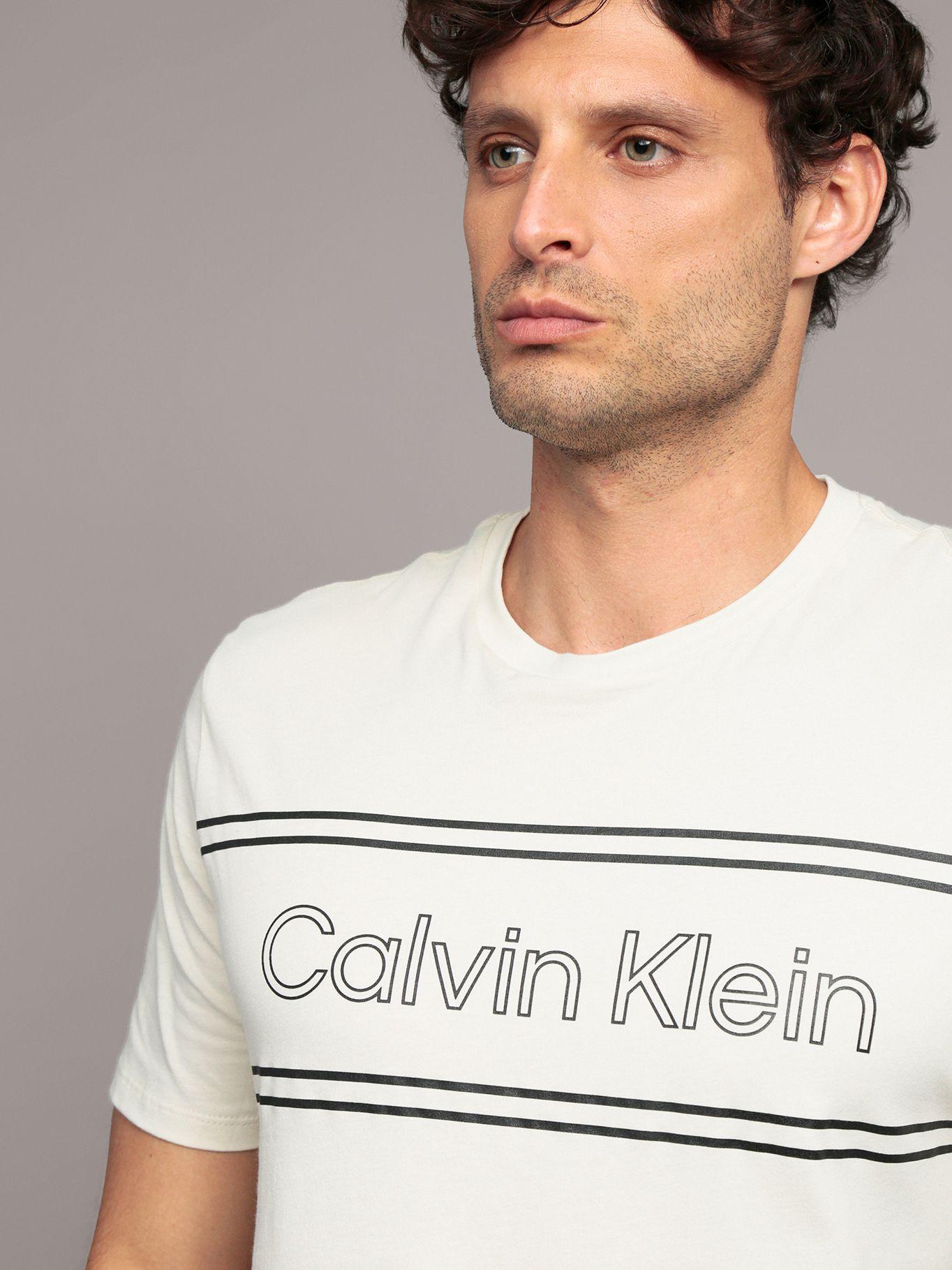 Polera Outline Boxed Logo Beige Calvin Klein-4