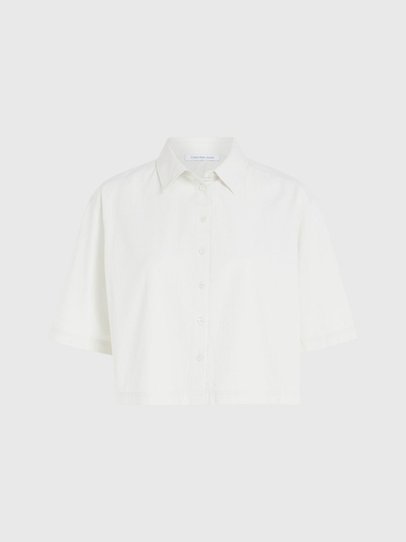 Camisa Back Detail Seersucker Blanco Calvin Klein-4