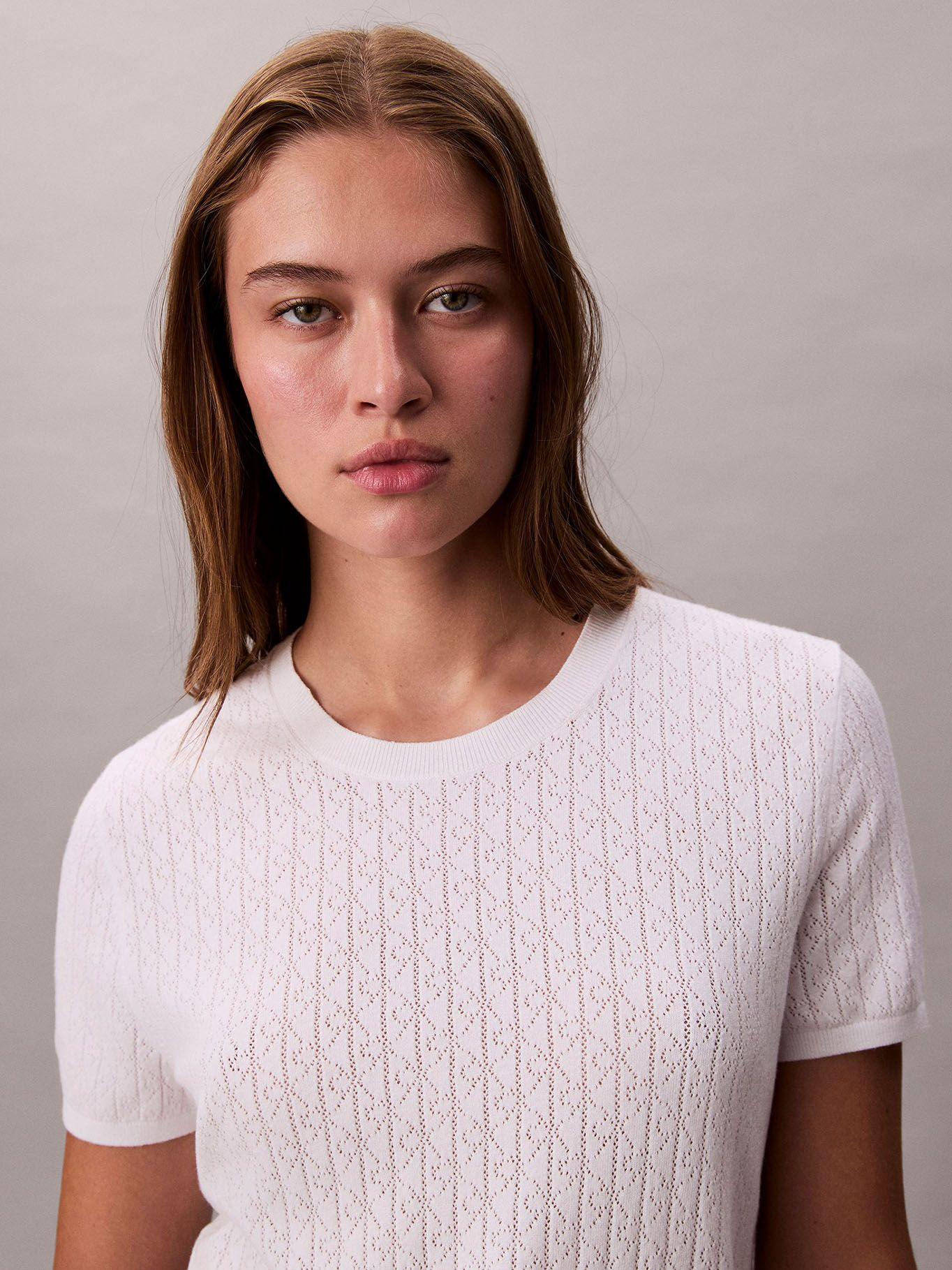 Blusa En Tejido Calado Blanco Calvin Klein-4