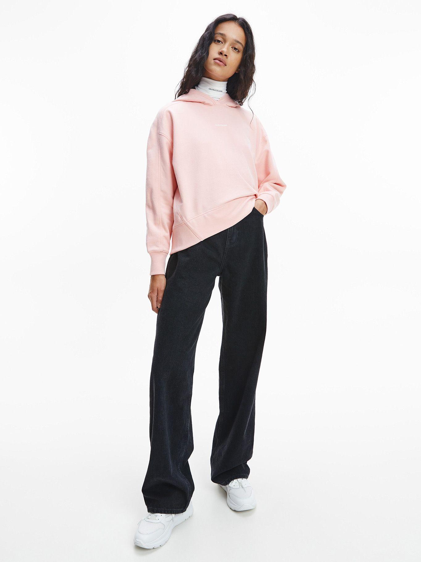Hoodie Oversized Micro Branding Rosa Calvin Klein-1