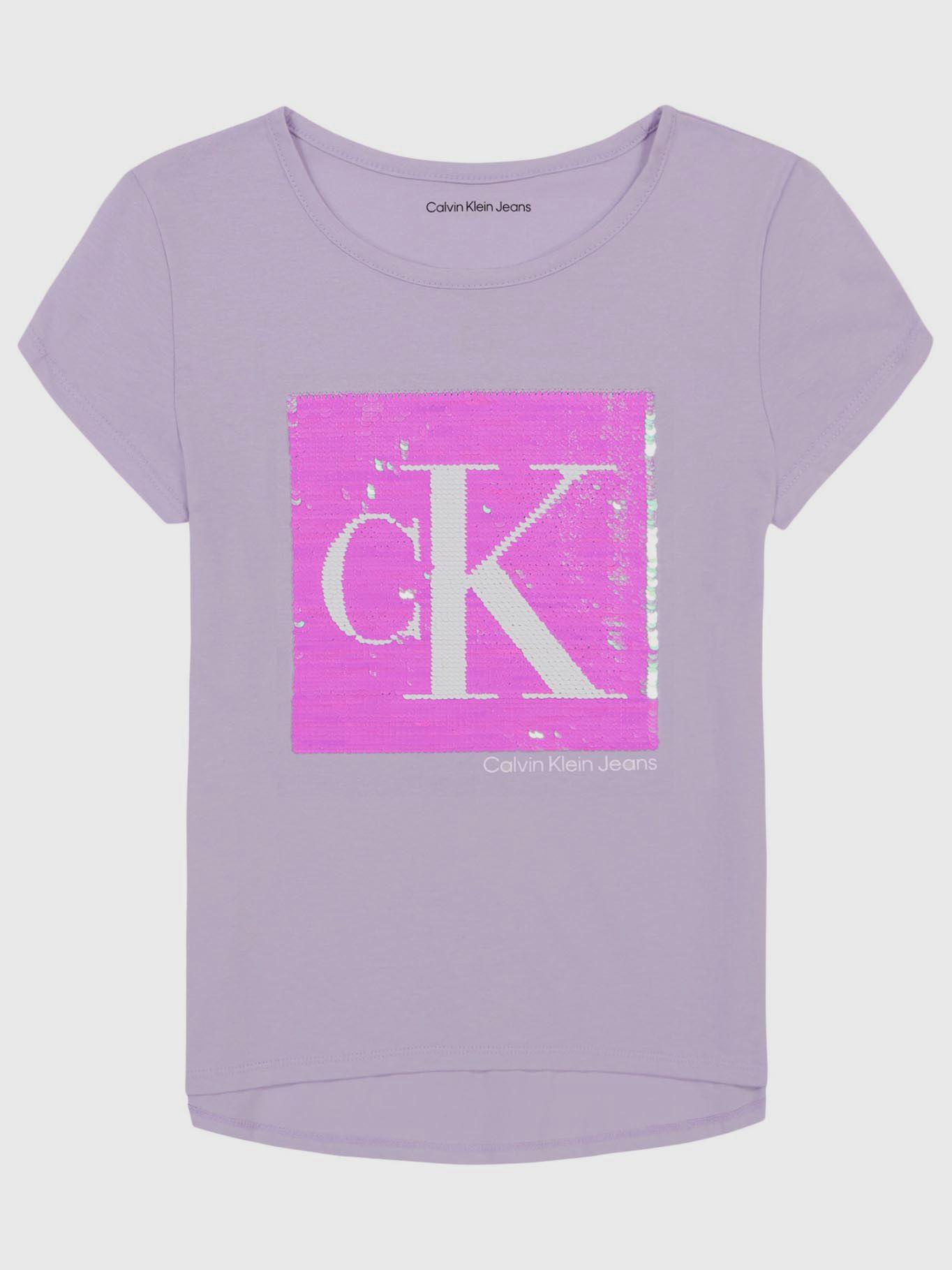 Polera Niña Colorblock Sequin Lila Calvin Klein-0