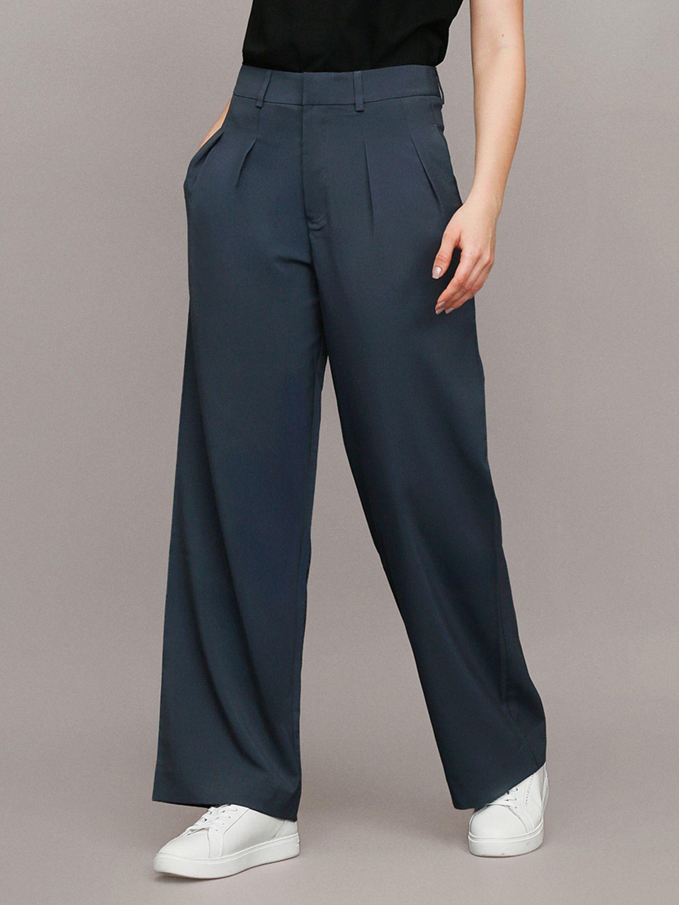 Pantalón Tailored de Pierna Ancha Azul Calvin Klein-0